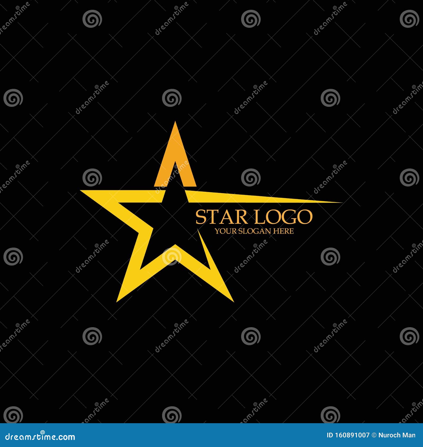 Gold Star Logo with Black Background. Stock Vector - Illustration of  isolated, abstract: 160891007