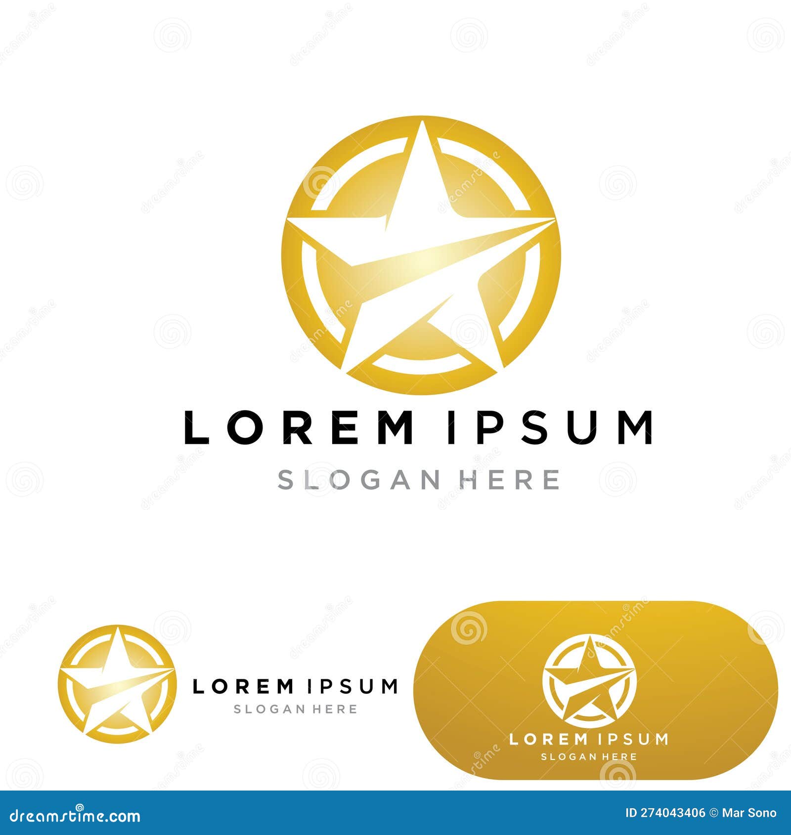 Gold Star Logo Vector with Black Background Stock Vector Illustration
