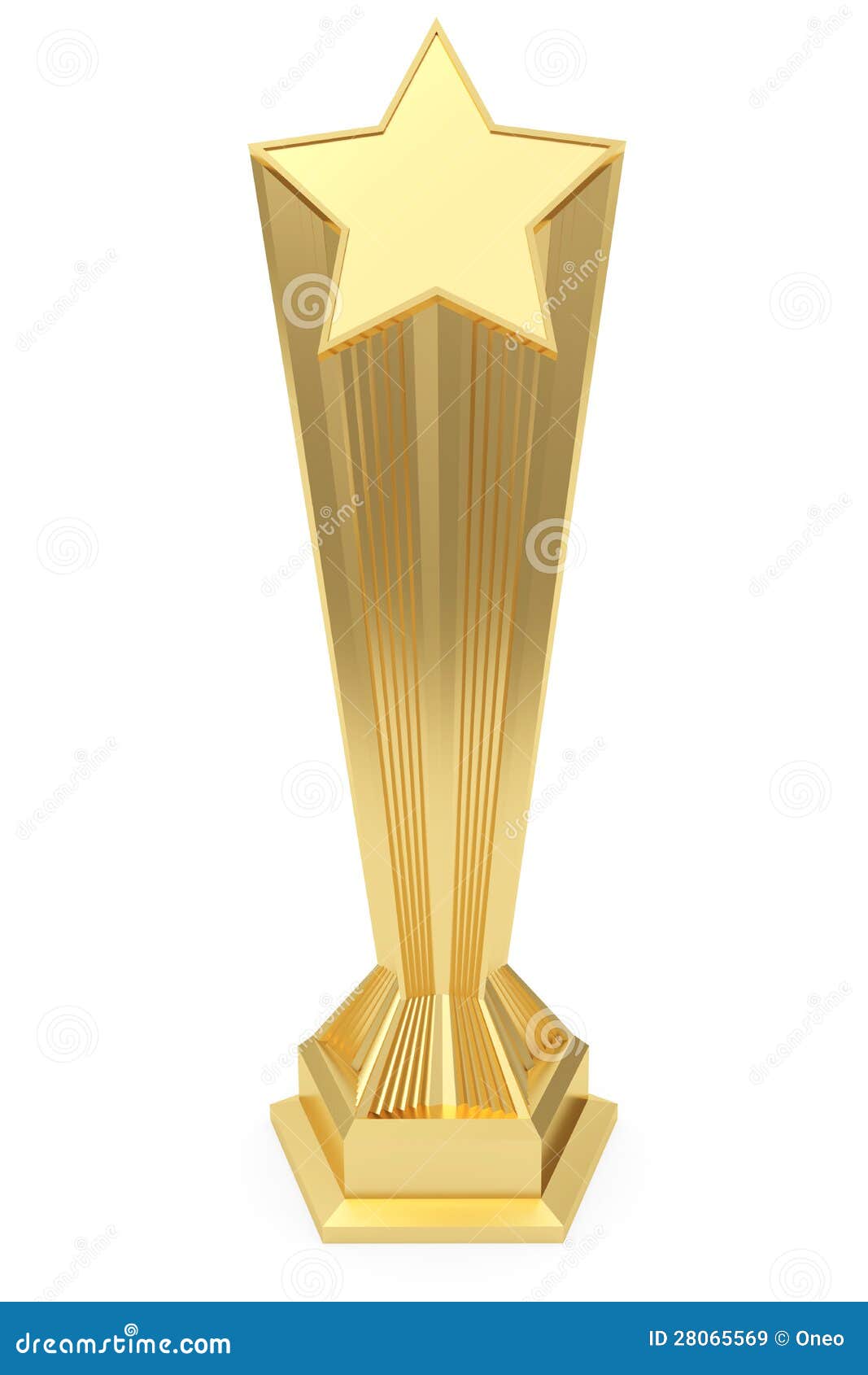 Gold Star Prize on Pedestal with Blank Plate Stock Image Image of