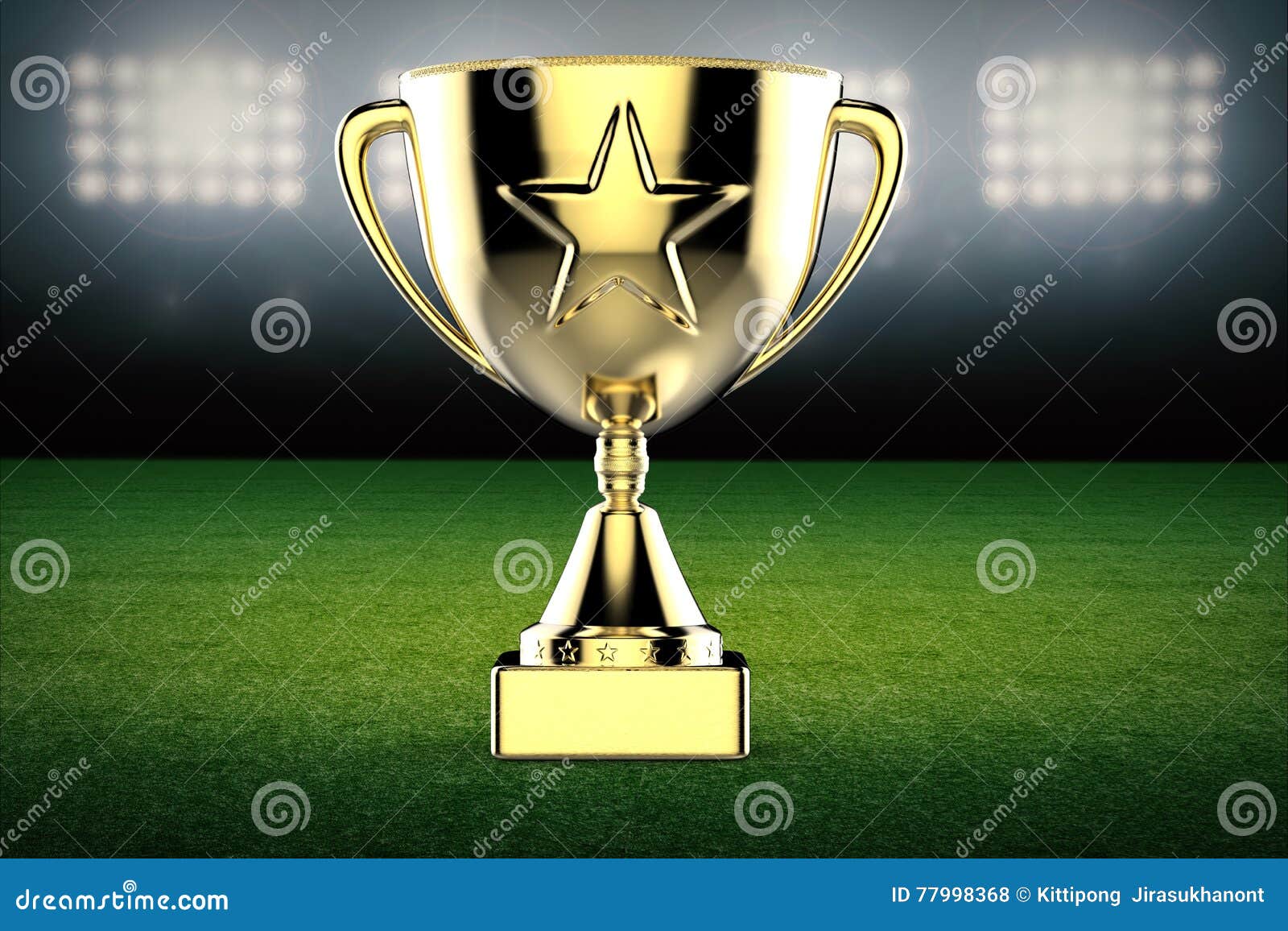 Gold Star Trophy on Soccer Field Background Stock Photo Image of
