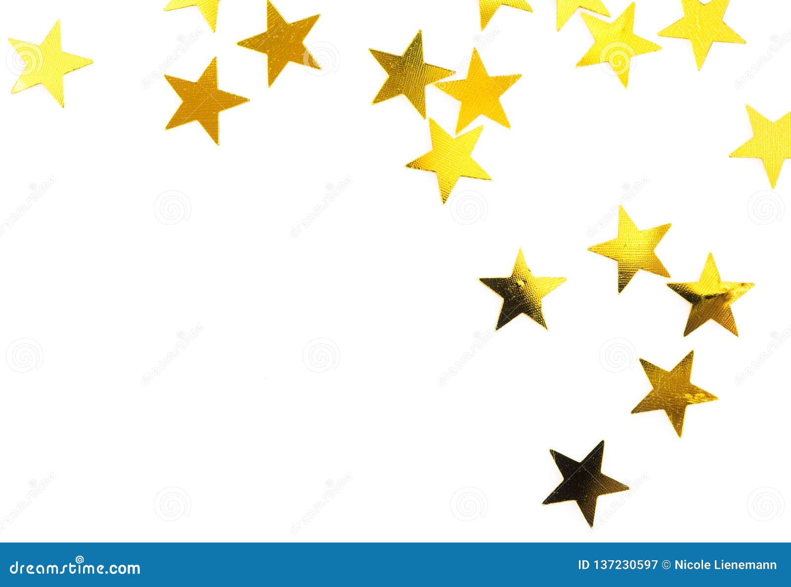 Gold Stars on White Background with Copy Space Stock Image Image of
