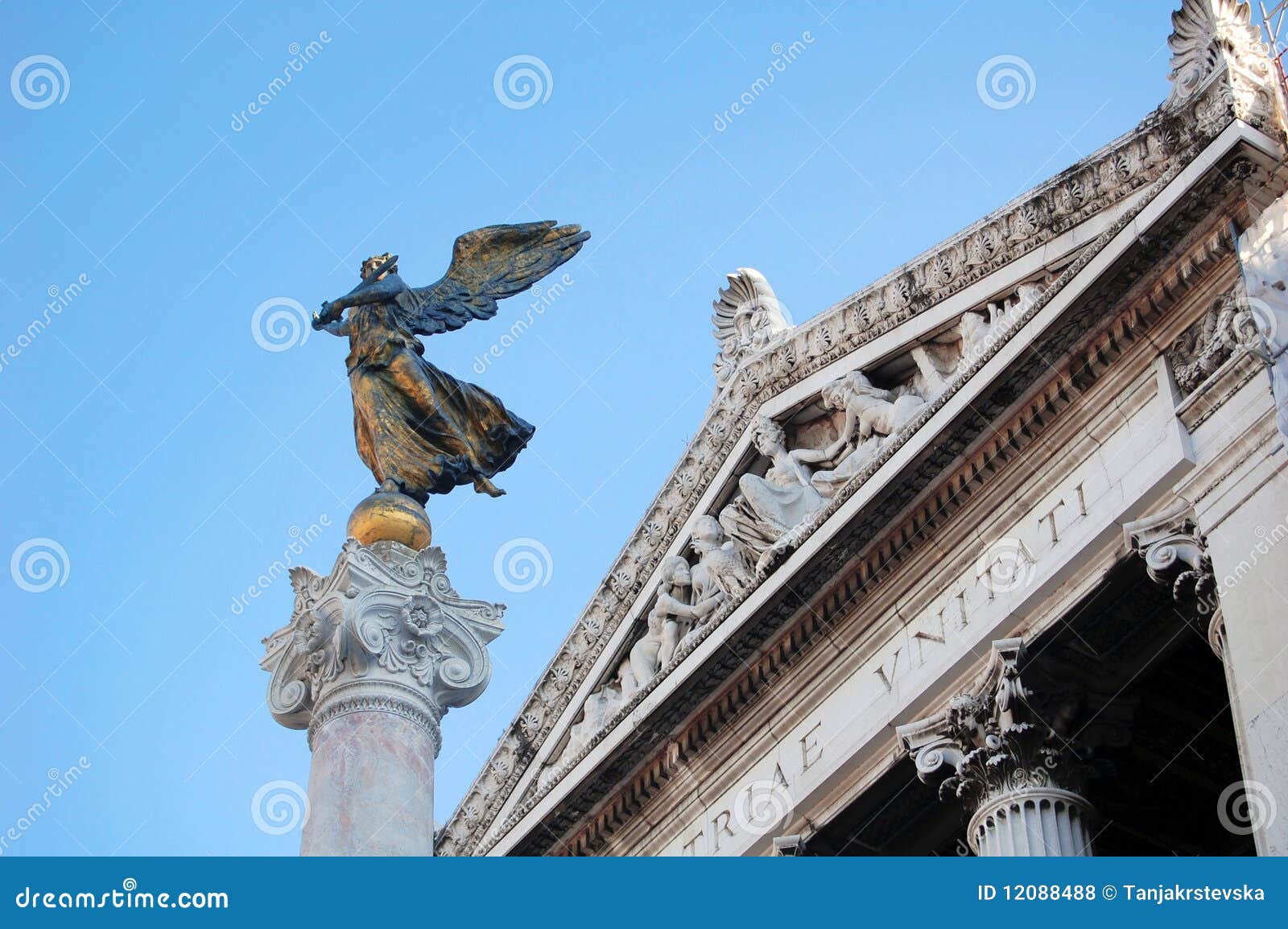 Gold Statue of a Symbolic Peace S Angel, Rome Stock Photo Image of