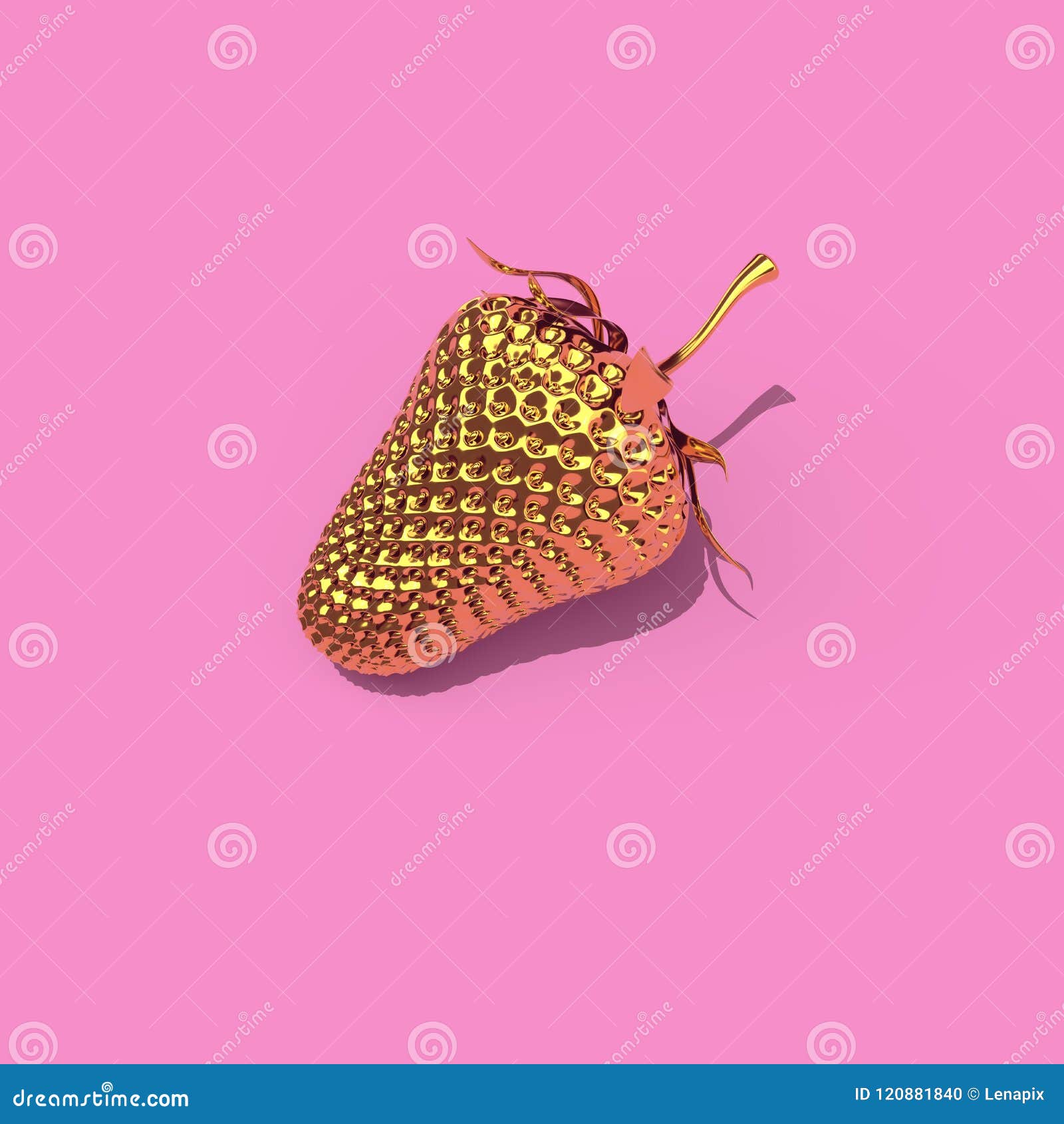 Gold Strawberry on Pink Background Stock Illustration Illustration of