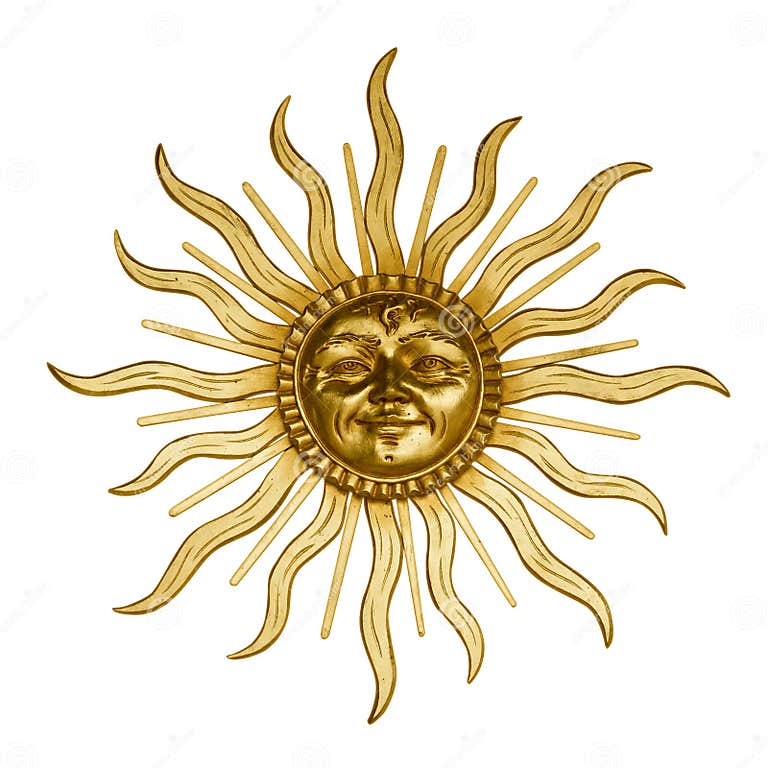 Gold sun with face stock photo. Image of handmade, ornament - 27080400