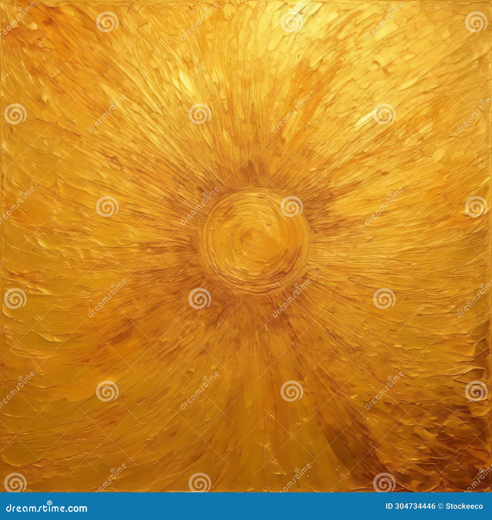 golden sun painting on gold canvas with textured impasto