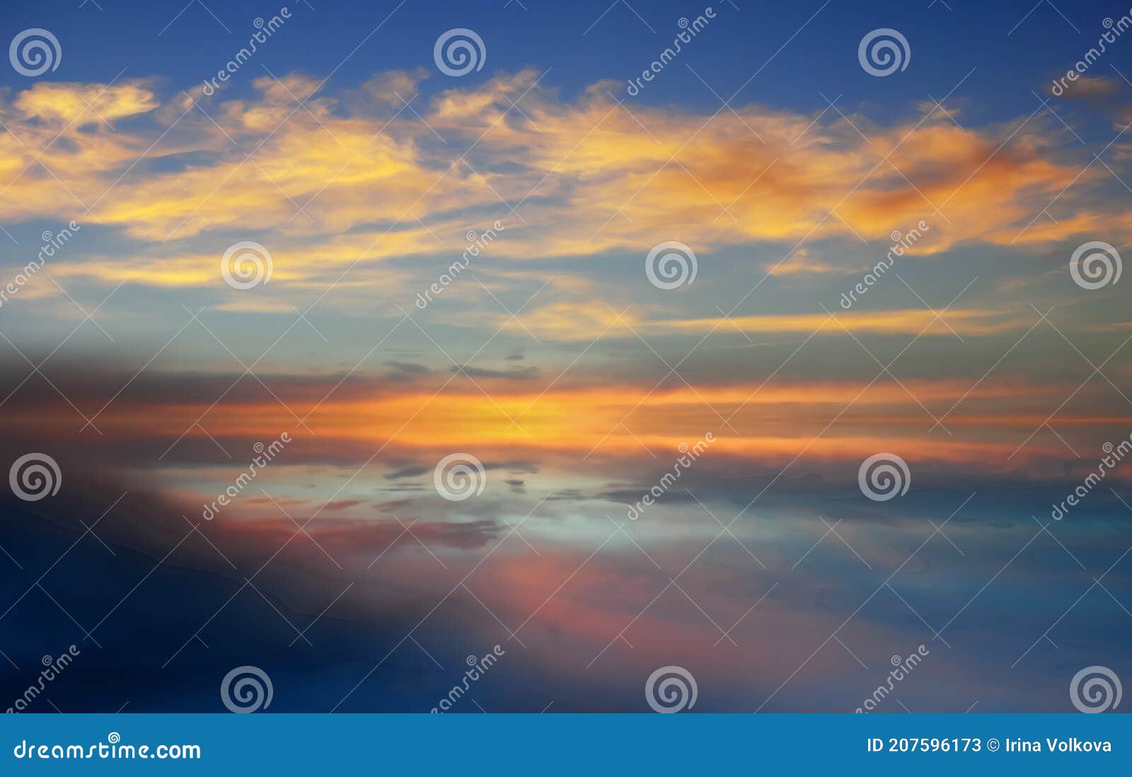 Gold Sunset Pink Blue Night Colorful Sky White Fluffy Clouds Sea Water