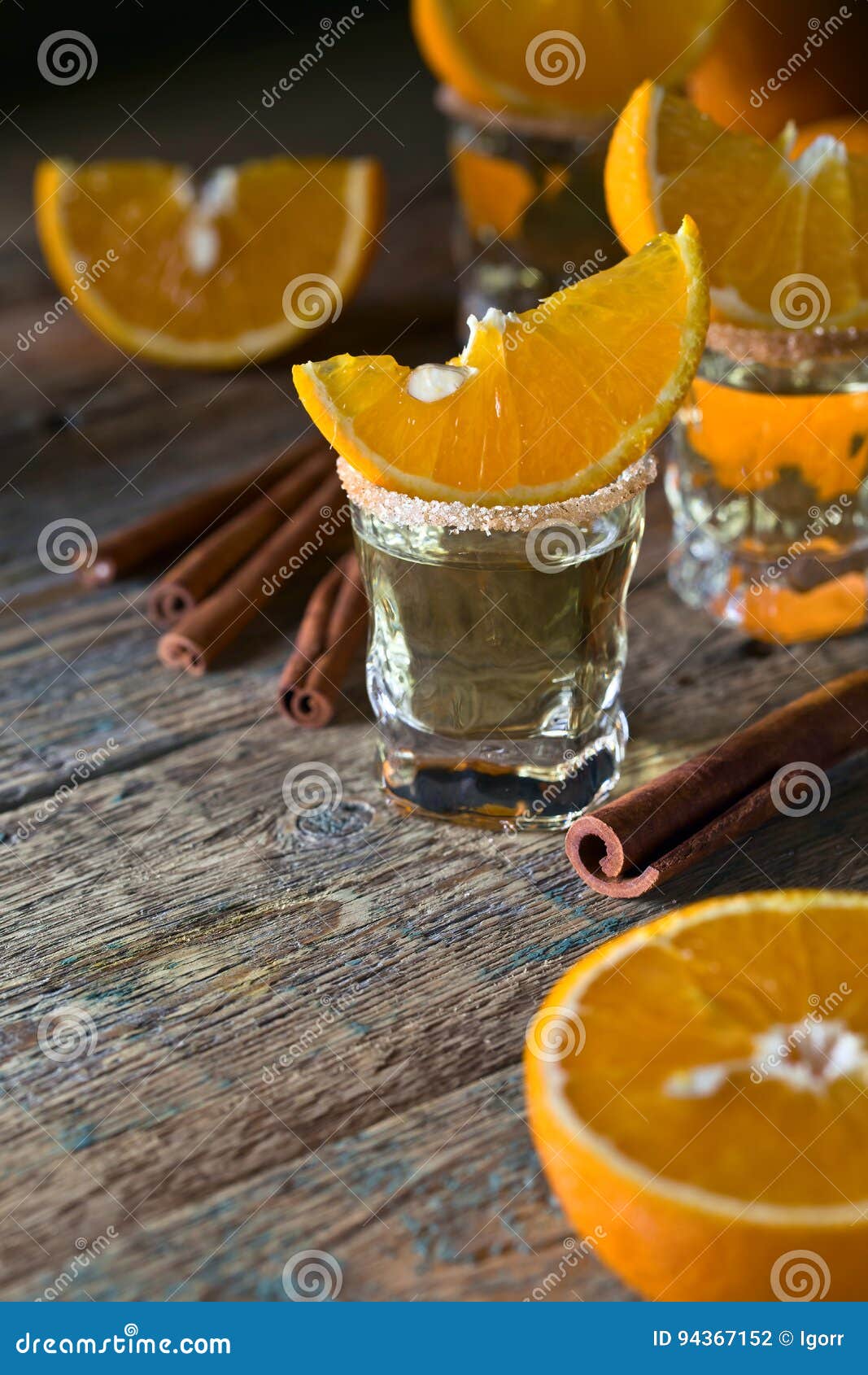 Gold Tequila with Orange and Cinnamon . Stock Photo Image of slice