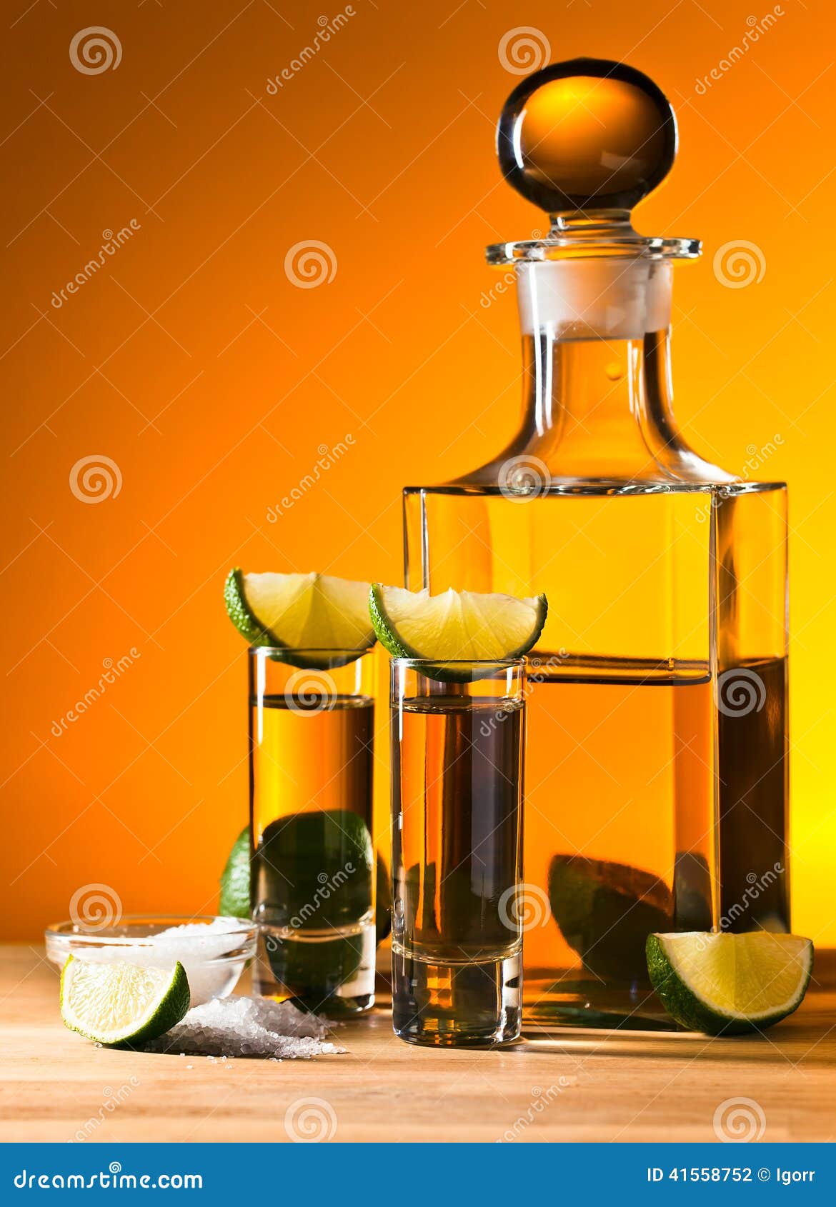 Gold Tequila with Salt and Lime Stock Photo Image of full, beverage