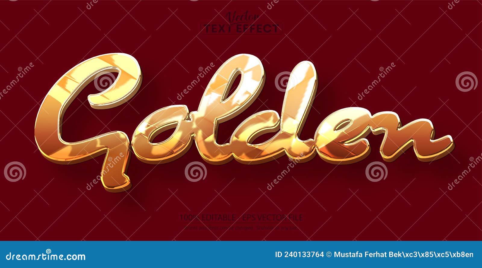 Gold Text Effect, Editable Shiny Gold Color Text Style, Golden Text on