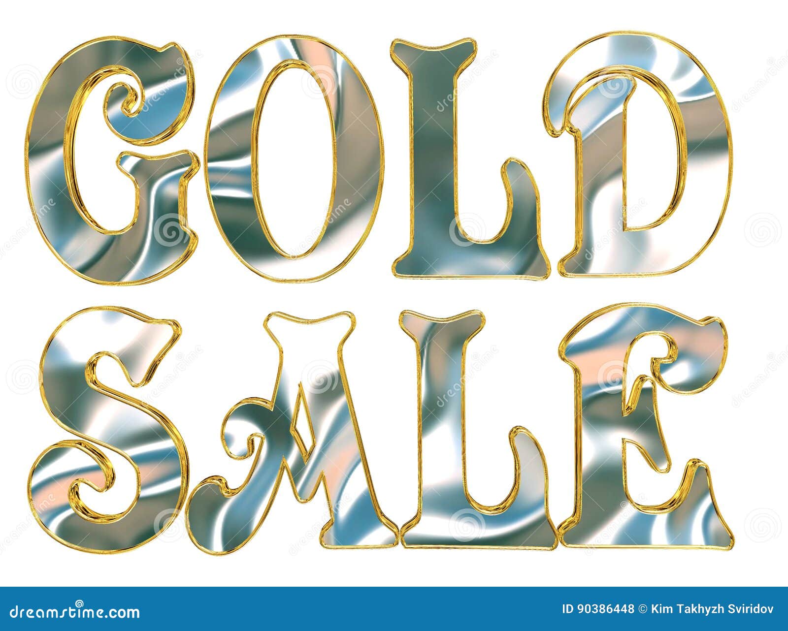 Gold Text Gold Sale on White Background Stock Illustration