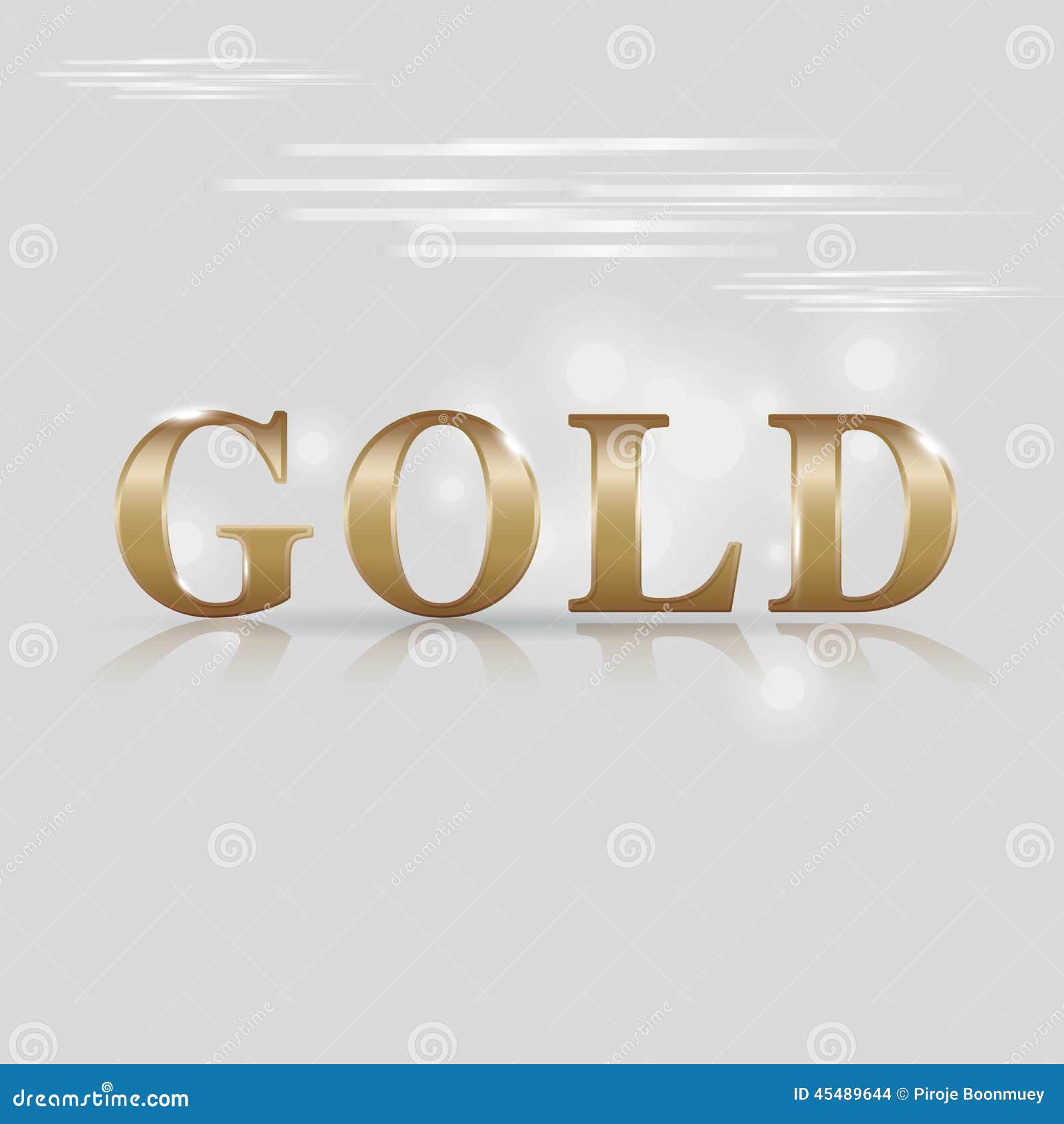 Gold Text Vector on Gray Background and White Line Stock Illustration