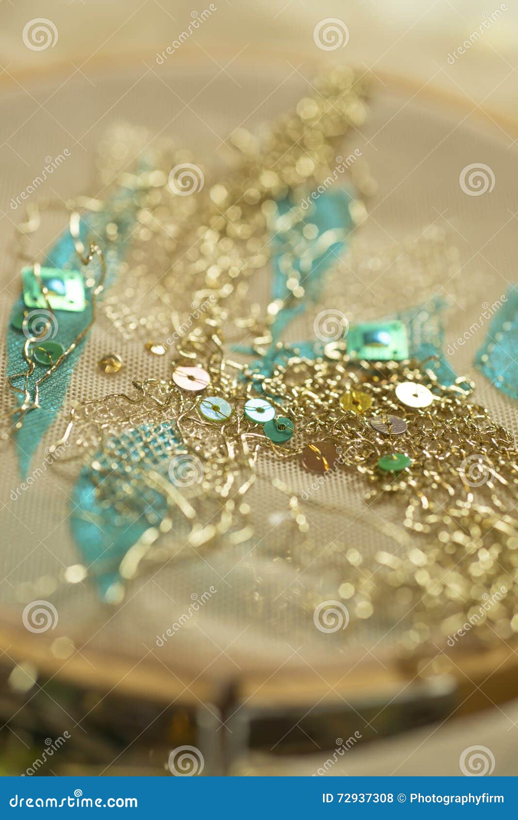 Gold Thread Embroidery in Tambour Stock Photo Image of hobby, green