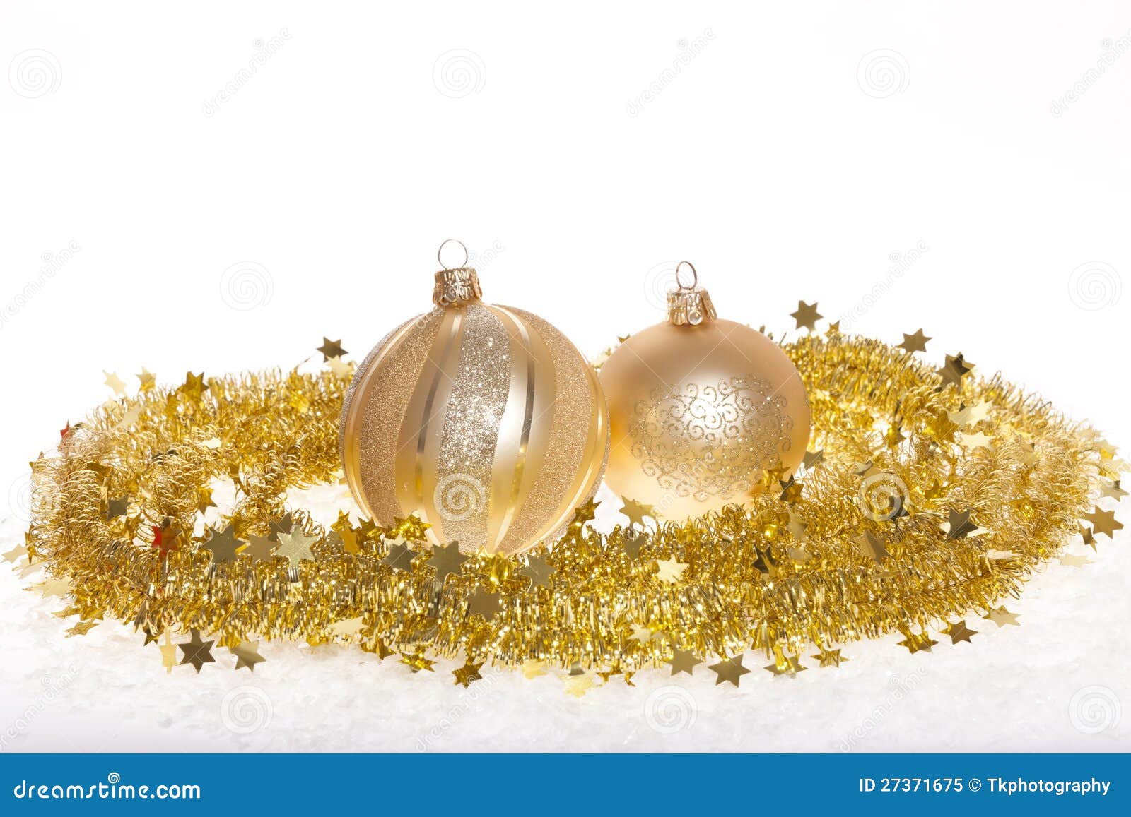Gold tinsel and baubles stock image. Image of advent 27371675