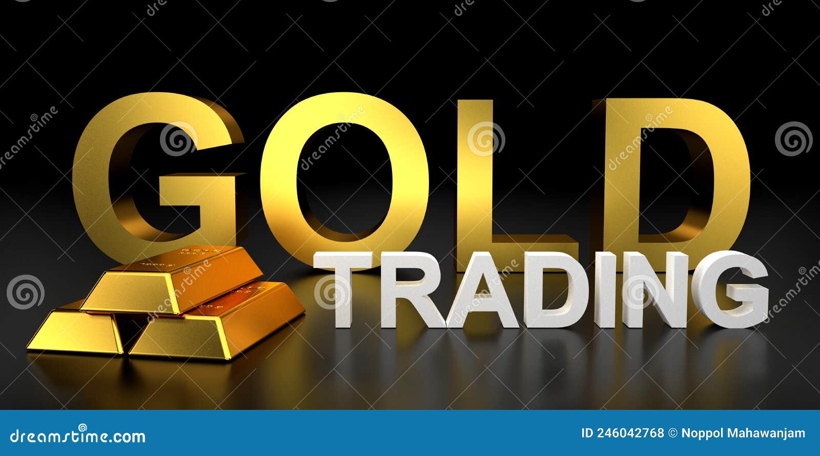 3D Gold Bar Trading With Arrow Growth Stock Photo