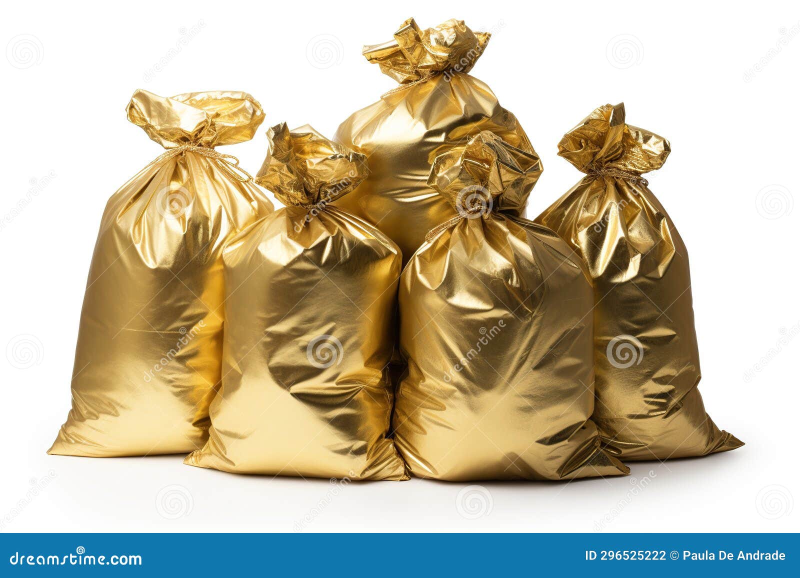 Gold Trash Bags on a White Background Stock Illustration Illustration