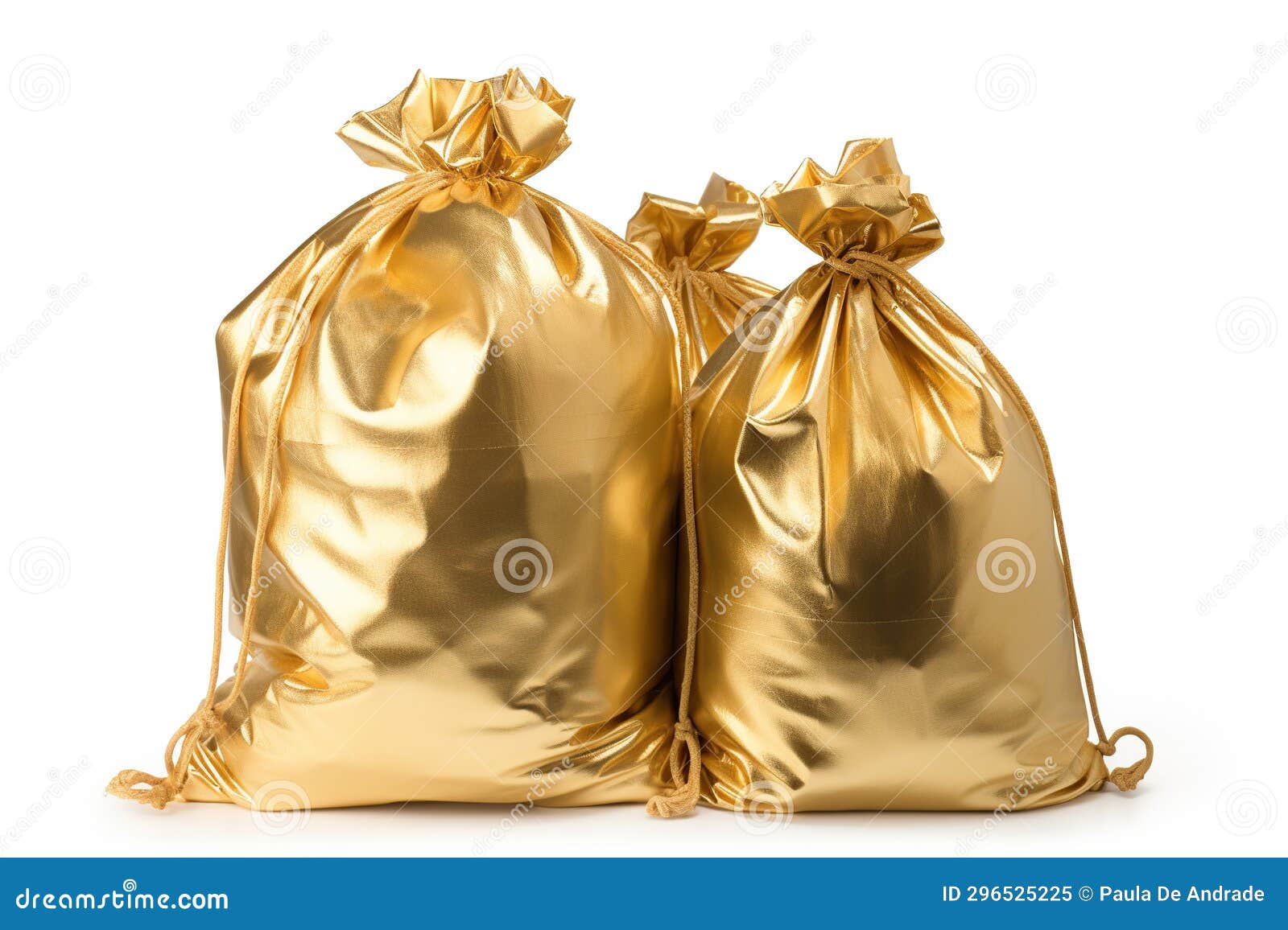Gold Trash Bags on a White Background Stock Illustration Illustration
