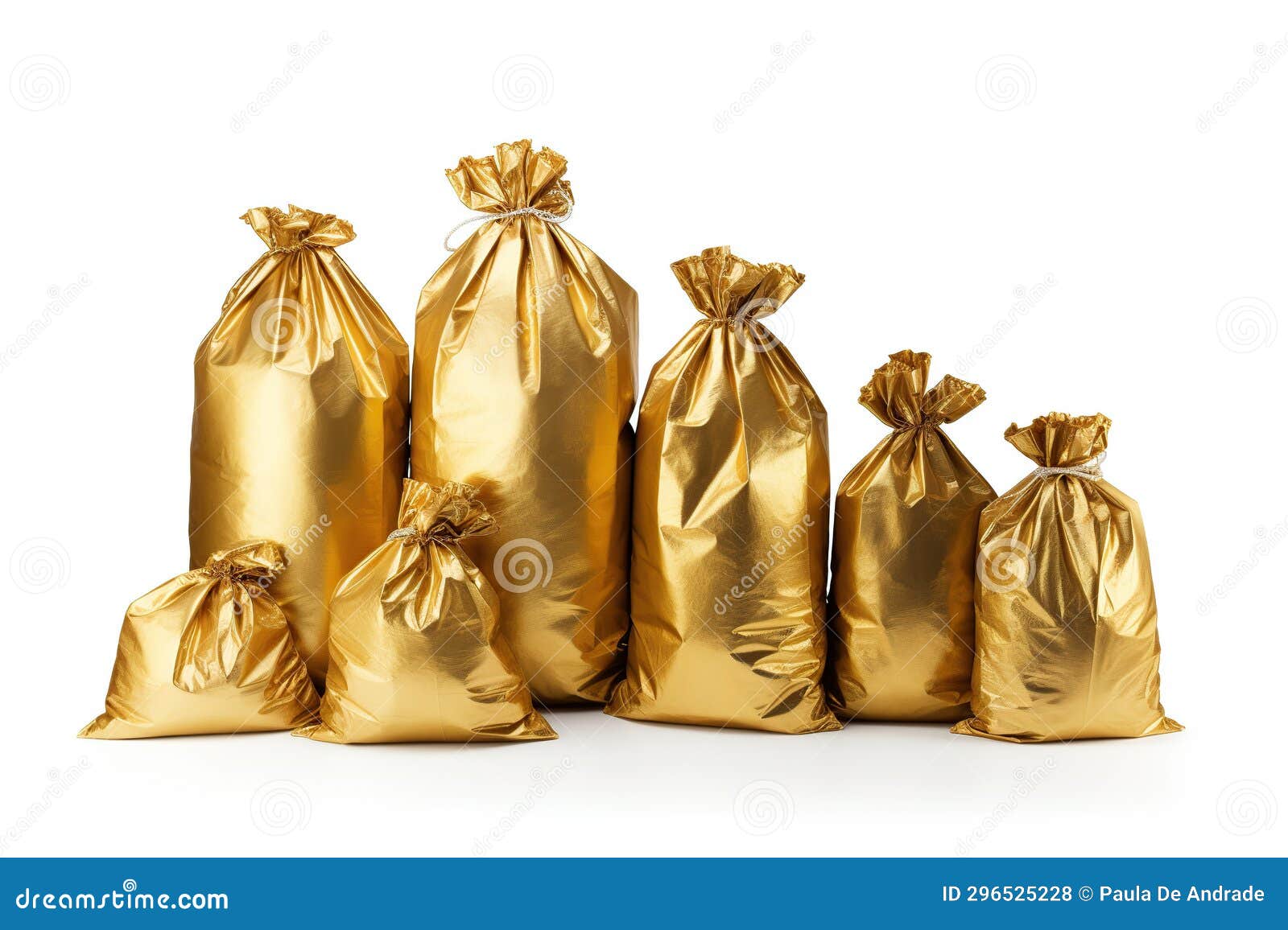 Gold Trash Bags on a White Background Stock Illustration Illustration of gold, household