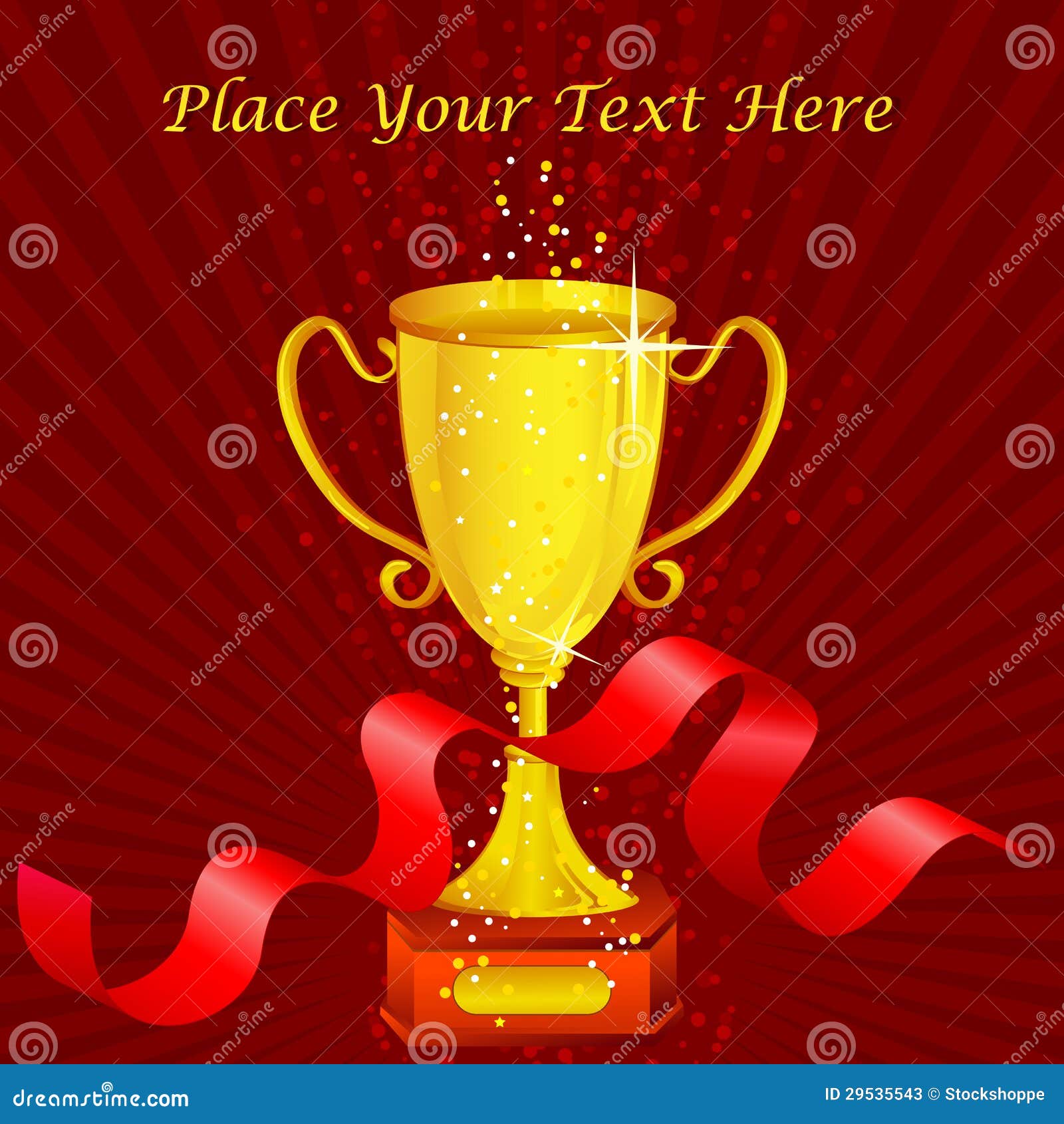 Gold Trophy with Ribbon stock vector. Illustration of motivation 29535543