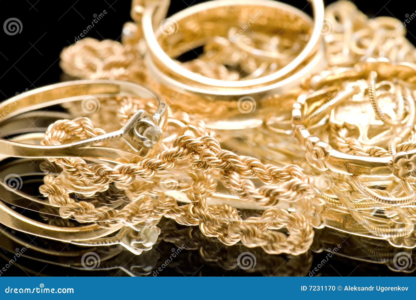 Gold valuable on black stock photo. Image of jewel, design 7231170