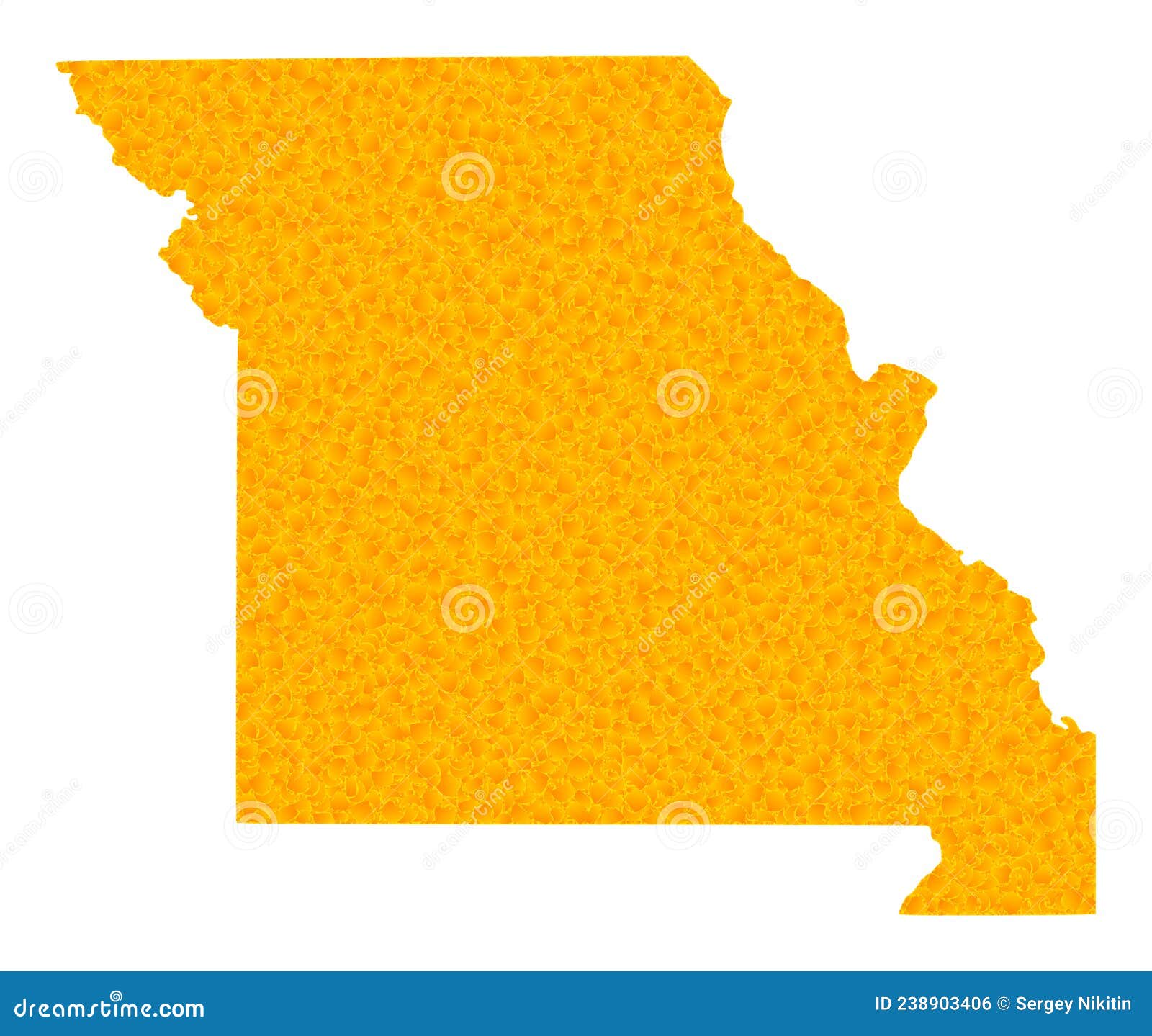 Gold Vector Map of Missouri State Stock Vector Illustration of flat