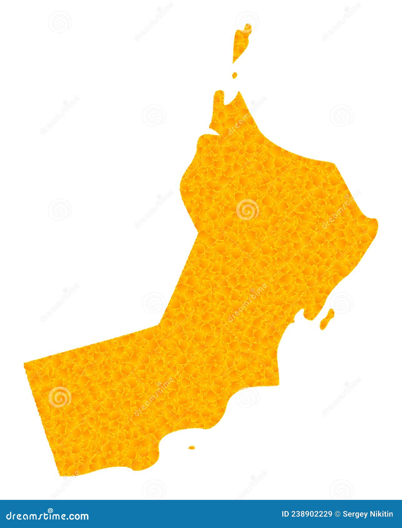 Gold Vector Map of Oman stock vector. Illustration of regional 238902229