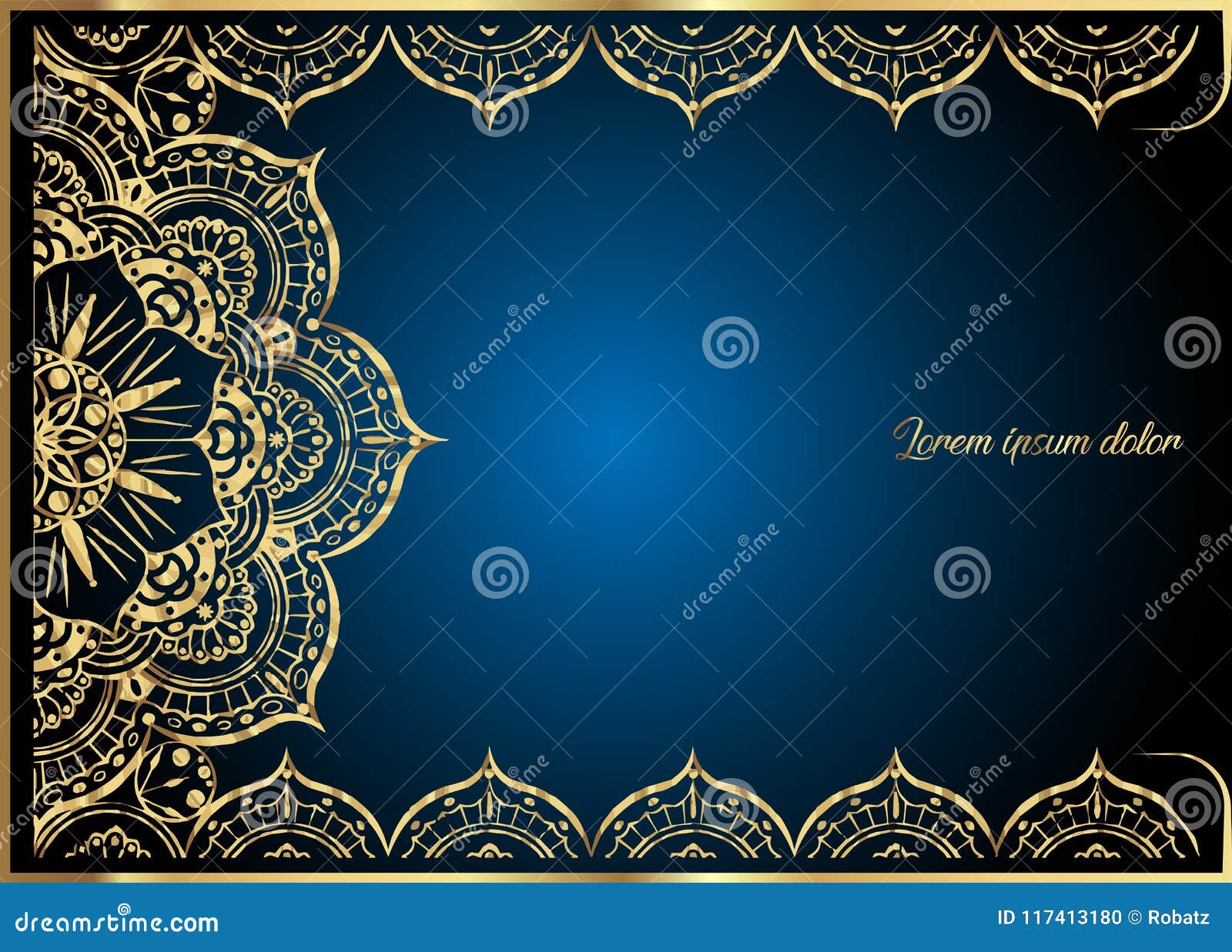 Gold Vintage Greeting Card on Blue Background. Luxury Ornament Template.  Great for Invitation, Flyer, Menu, Brochure Stock Vector - Illustration of  card, decoration: 117413180