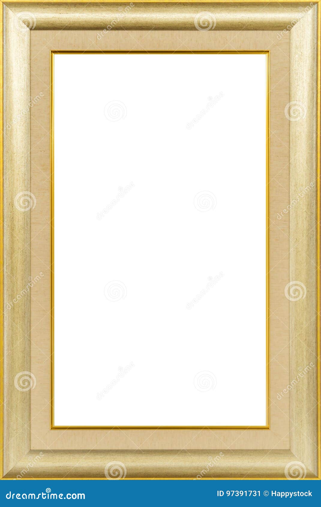 Gold Vintage Wood Frame Isolated on White Stock Image Image of