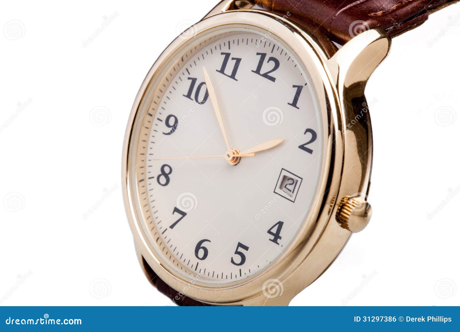 Gold Watch Leather Strap Royalty Free Stock Image - Image: 31297386