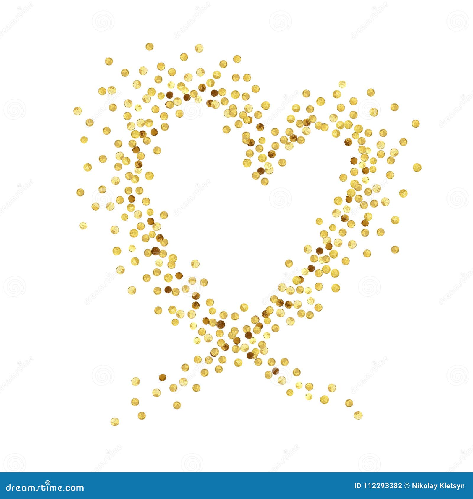 Gold glitter heart on white background Royalty Free Vector