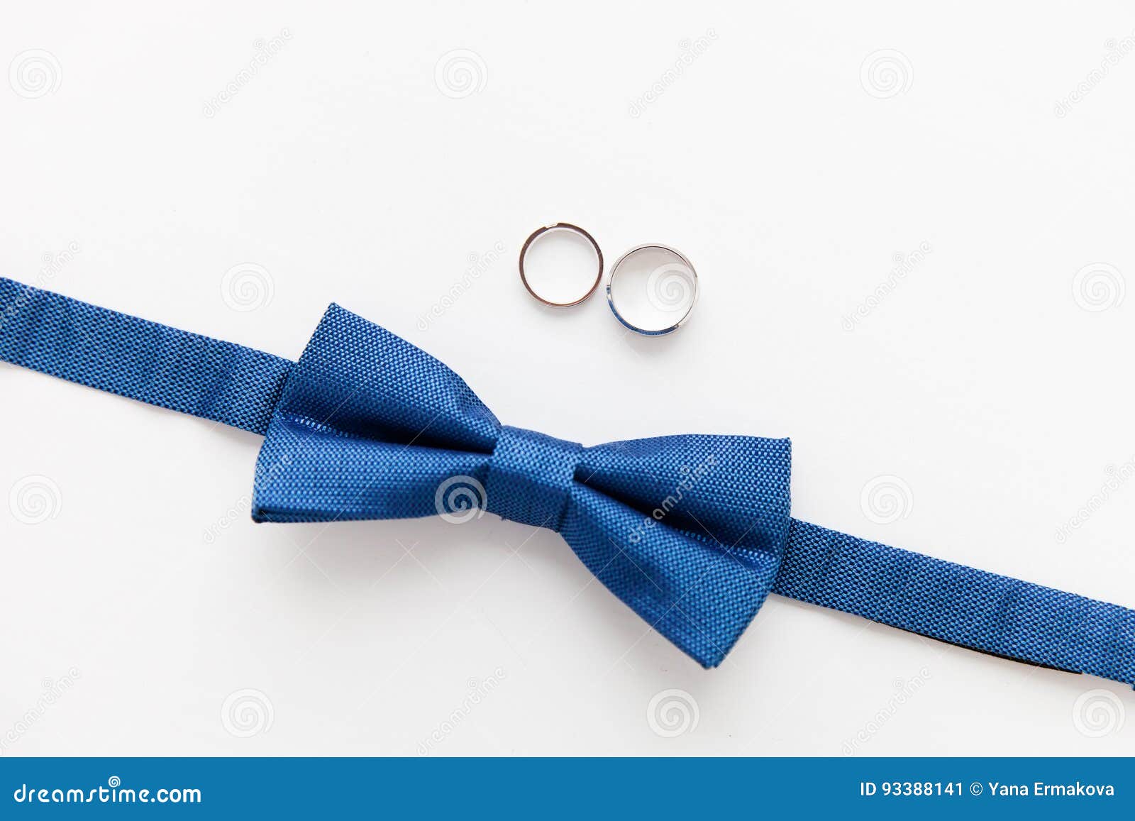 Gold Wedding Rings and Bowtie of the Groom Stock Image Image of
