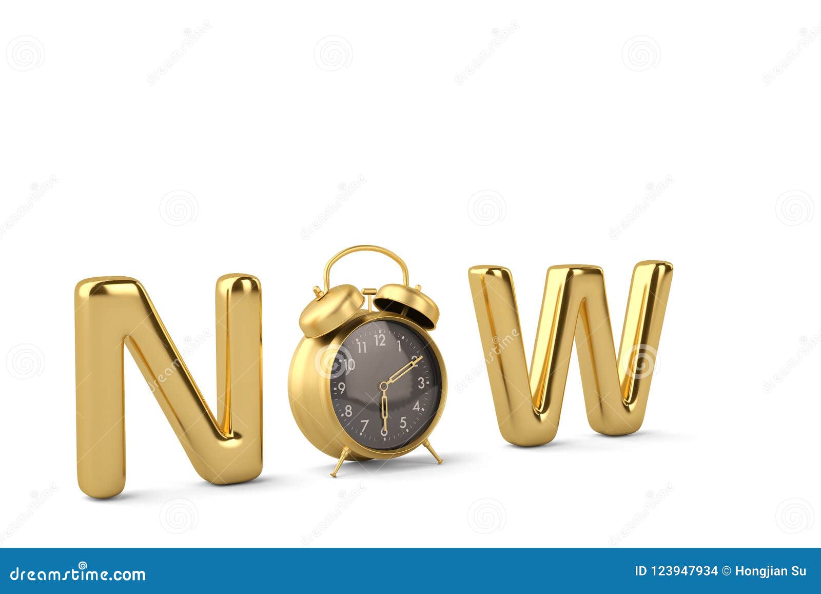 Gold Word and Clock 3D Illustration Stock Illustration Illustration