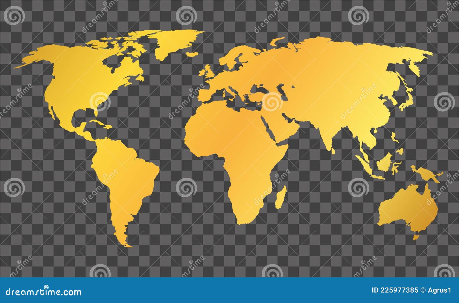 Gold World Map on Transparent Background Stock Illustration