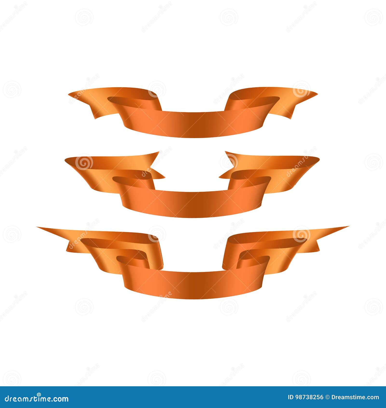 Gold, Yellow Glossy Ribbon Vector Banners Stock Vector - Illustration