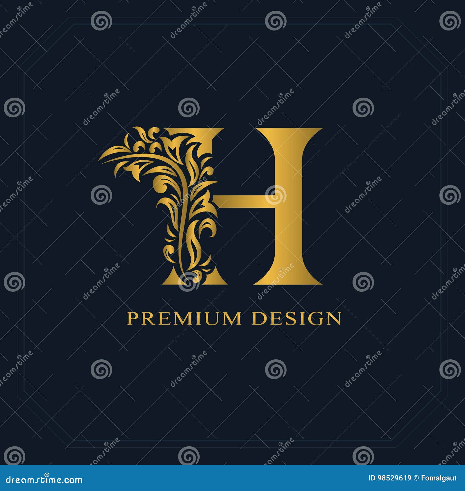 Goldeleganter Buchstabe H Wurdevolle Art Kalligraphisches Schones Logo Weinlese Gezeichnetes Emblem Fur Buchdesign Markenname G Vektor Abbildung Illustration Von Abzeichen Einladung 98529619