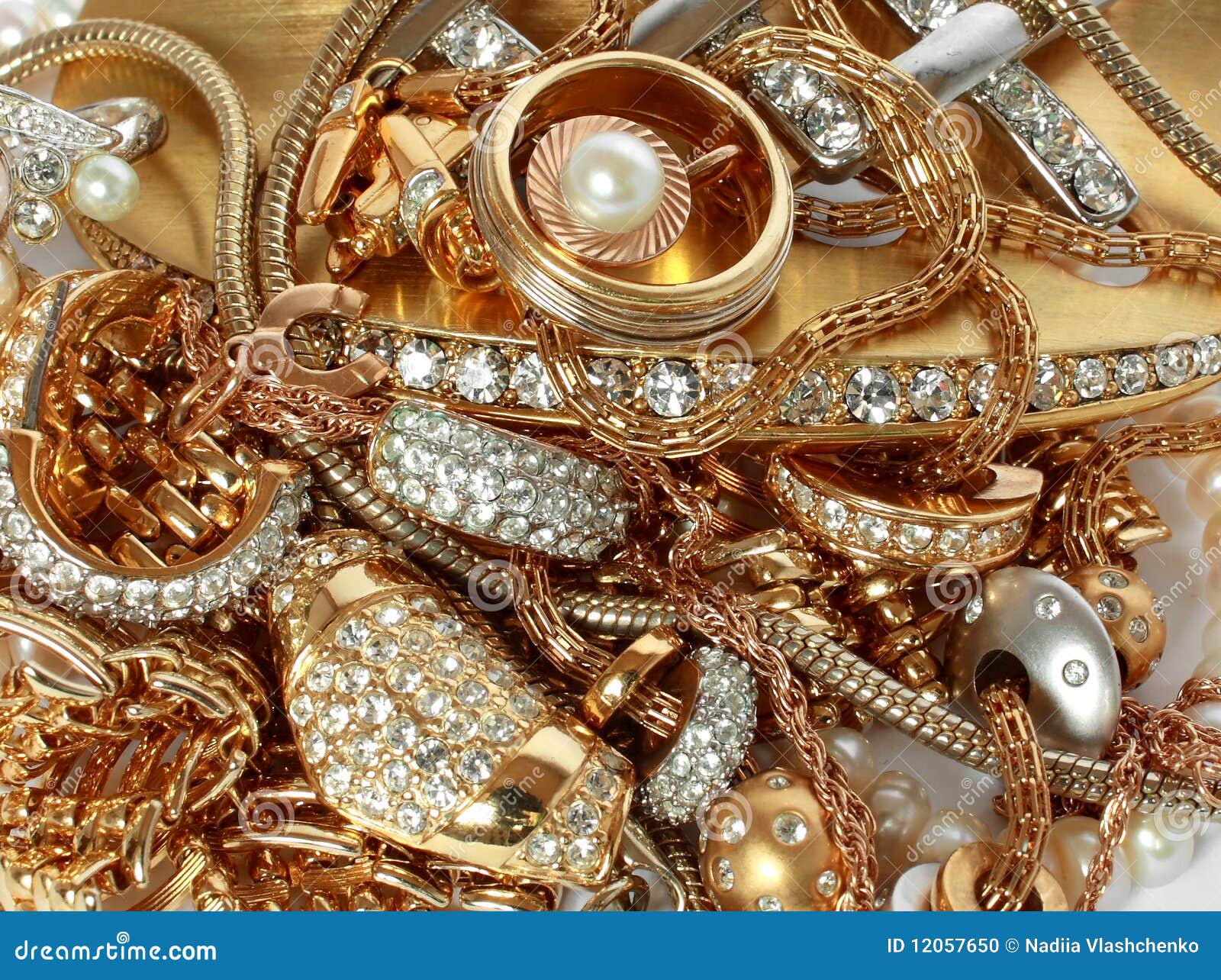 Golden accessories stock photo. Image of jewelry, macro 12057650