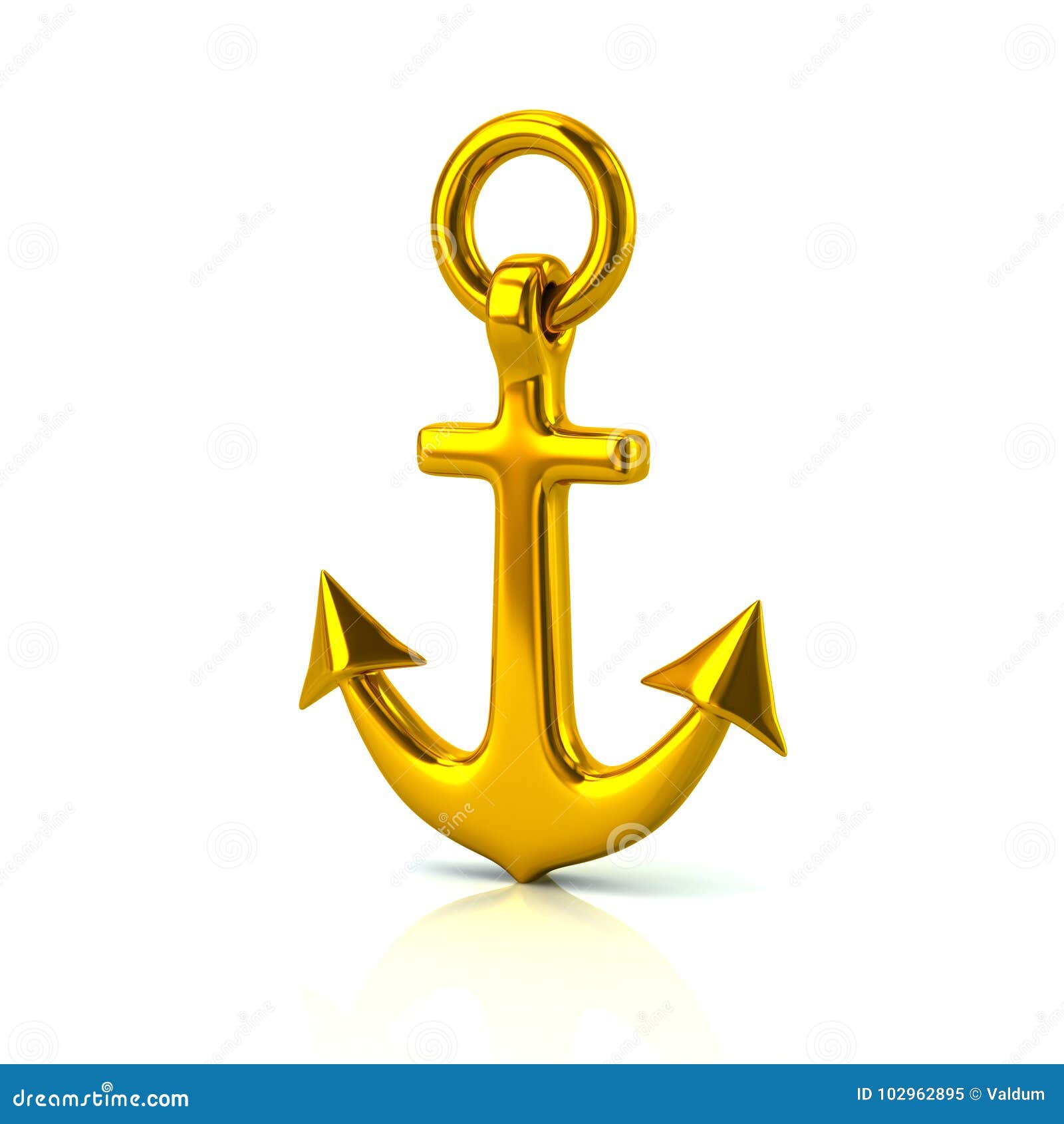 Golden Anchor On Striped Background Wallpaper. Stock Illustration