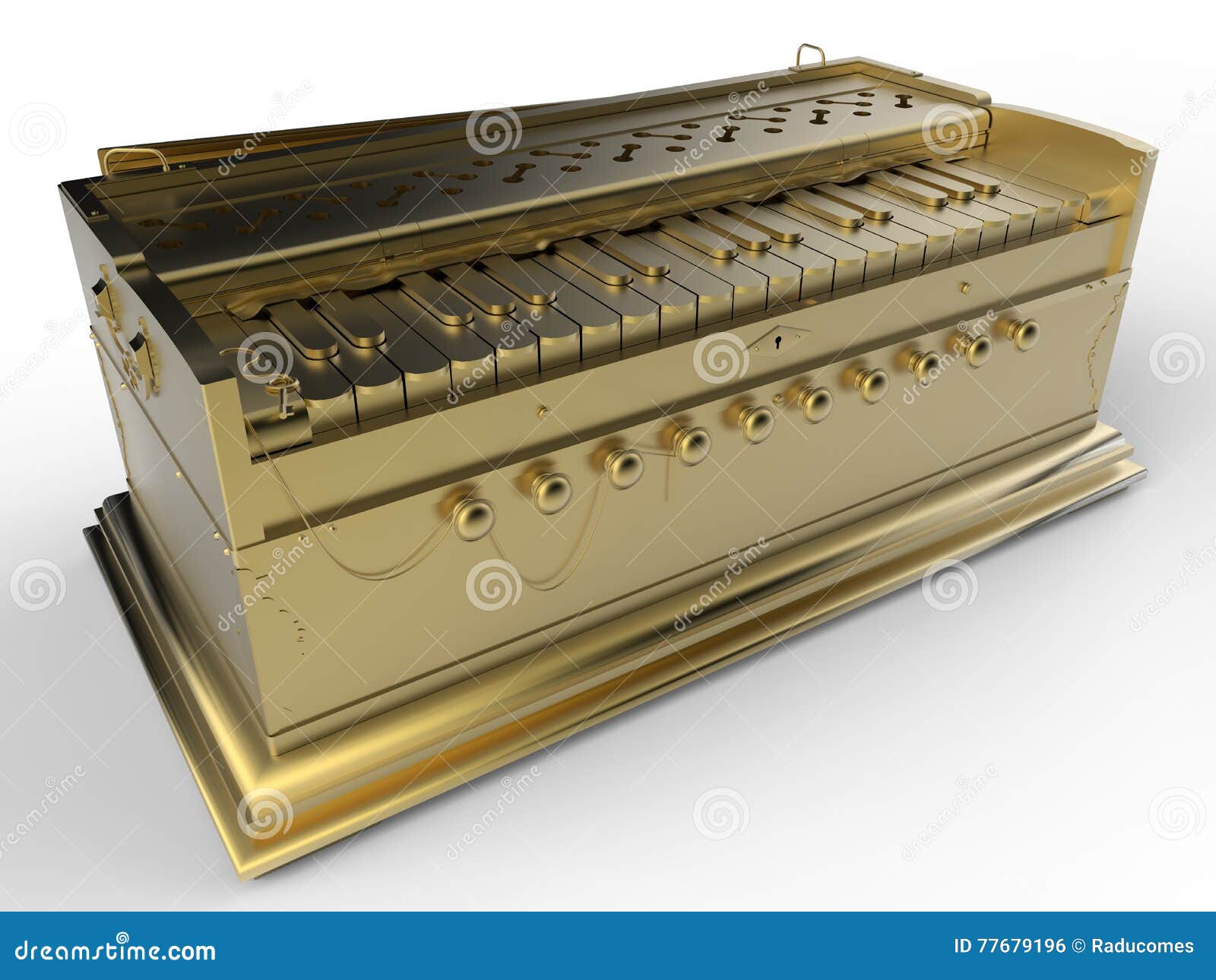 Golden antique harmonium stock illustration. Illustration of beautiful 77679196