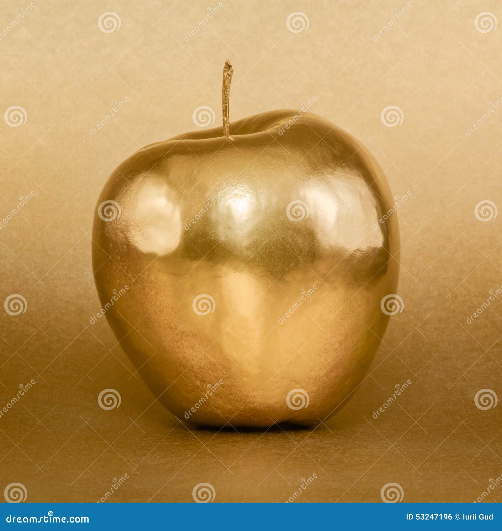 Golden Apple On Gold Background Stock Photo Image of concept, jewelry 53247196