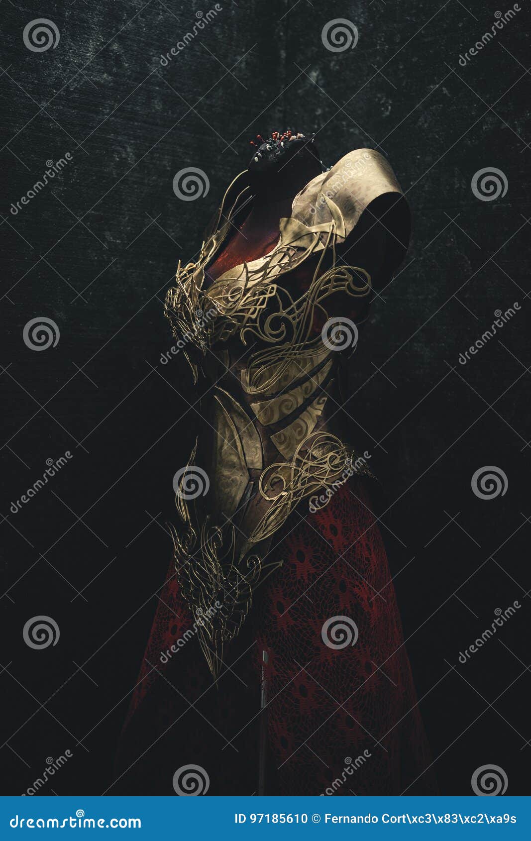 Golden Armor For Women Carries Pieces Of Gold And Fabrics And F