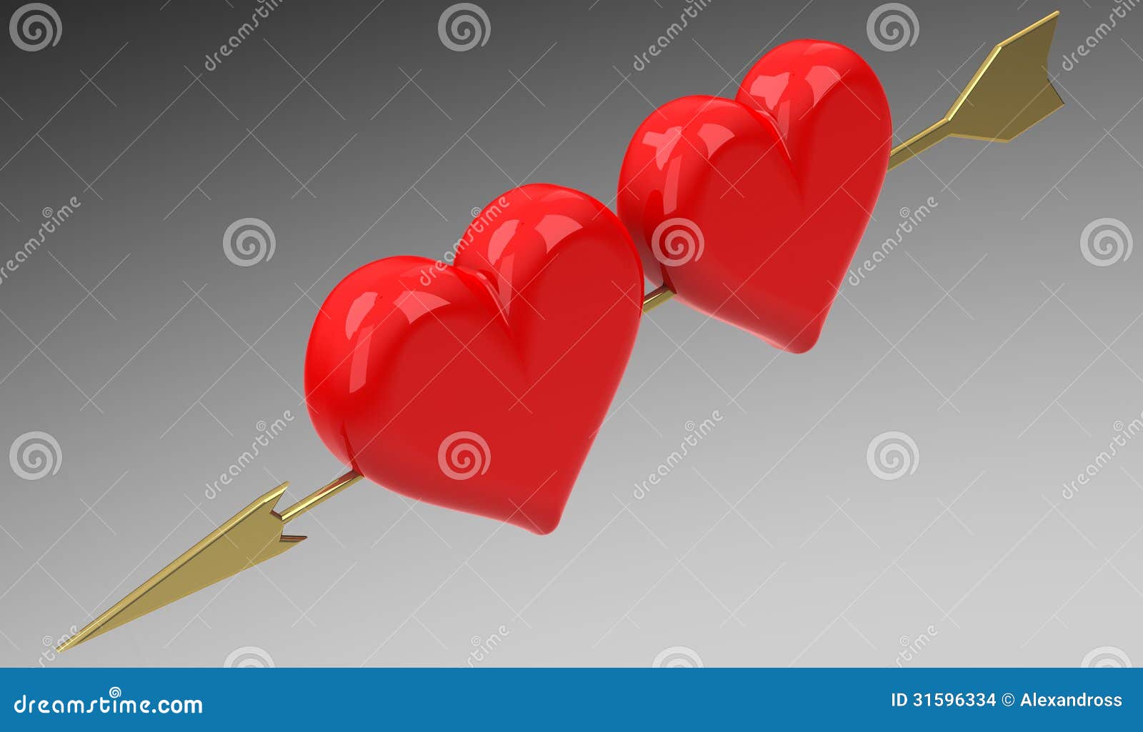 Golden Arrow of Cupid Pierces the Heart Stock Illustration