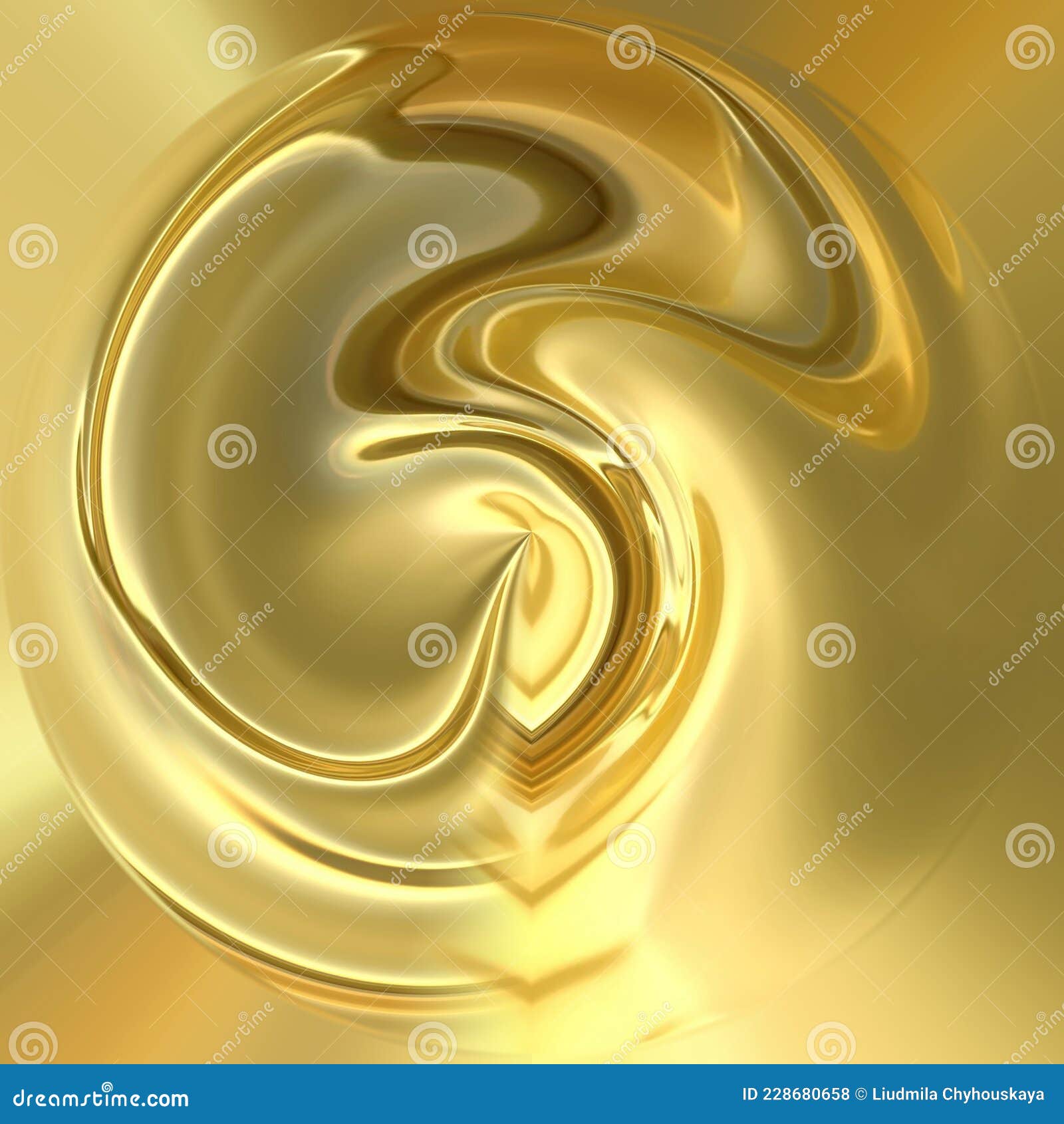golden background with sinuous lines twisted in a circle. textures made of liquid gold. a beautiful, golden abstraction. 3d image