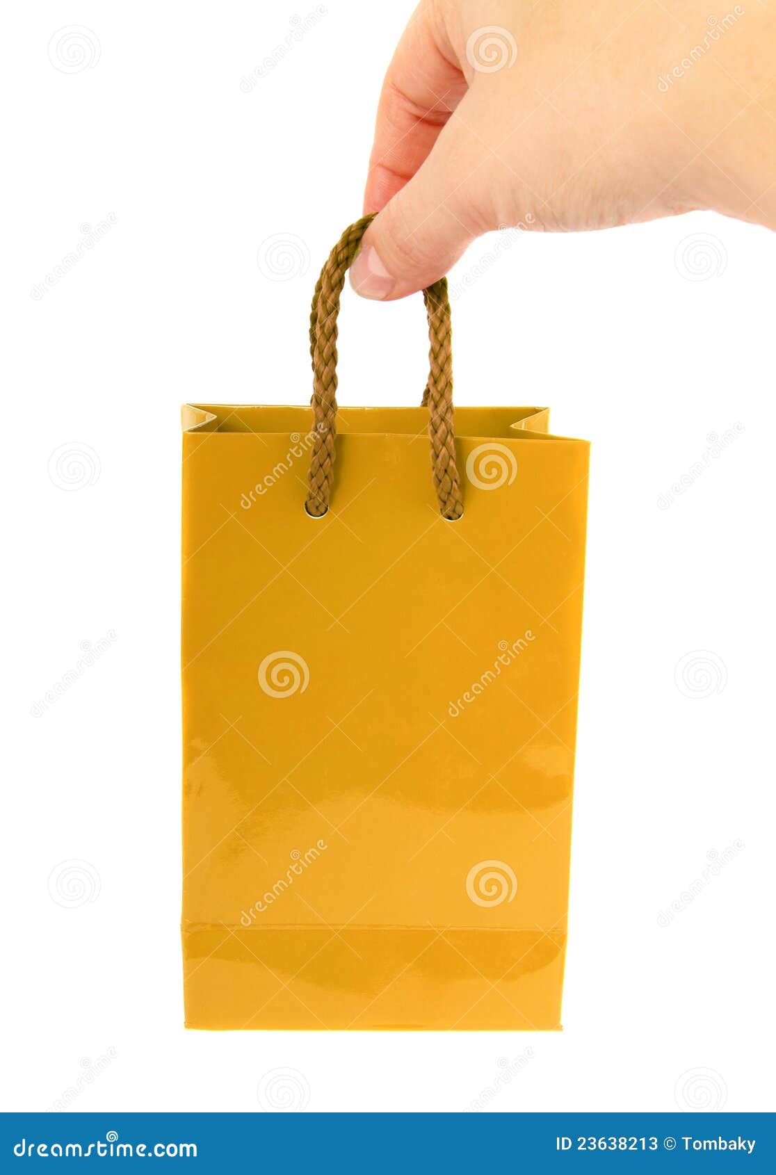 Golden bag with hand stock image. Image of concept, empty 23638213