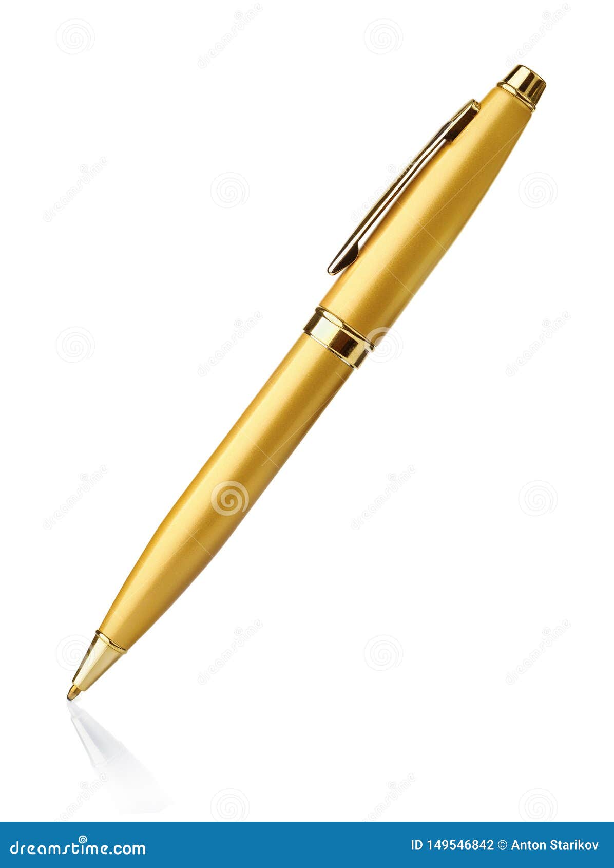 Golden ballpoint pen stock photo. Image of bureaucrat 149546842