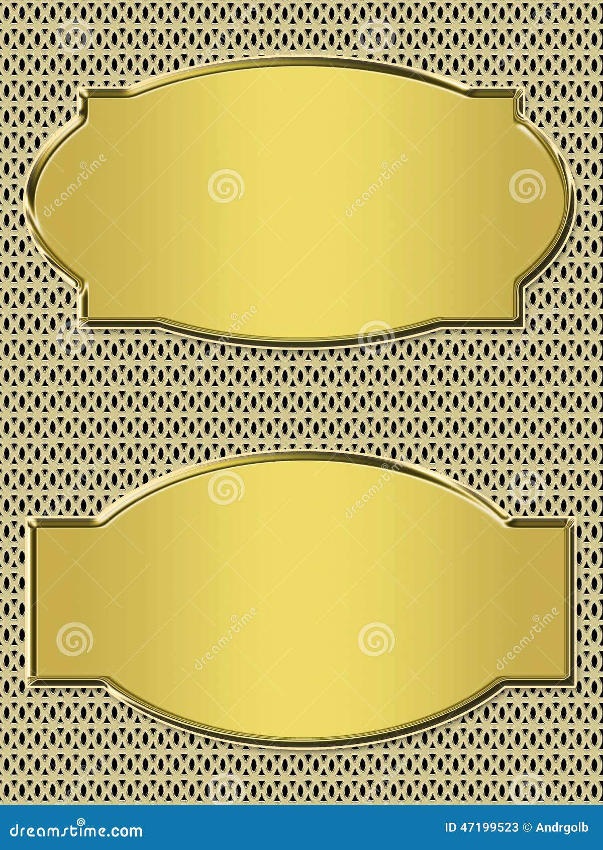 Golden banner on metallic stock illustration. Illustration of