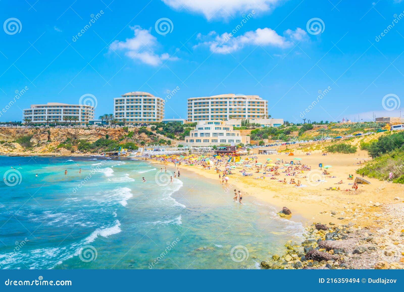 Golden Bay beach on Malta stock photo. Image of scenic 216359494