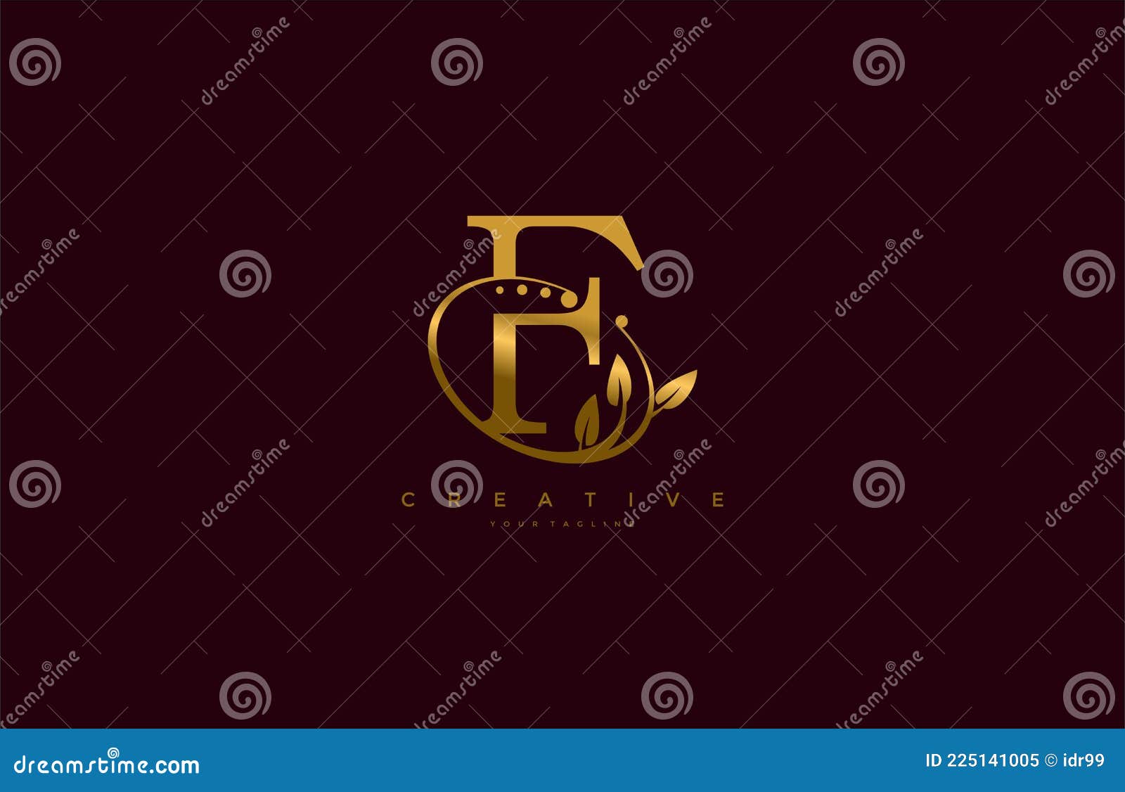golden beauty flourishes initial typography f logogram