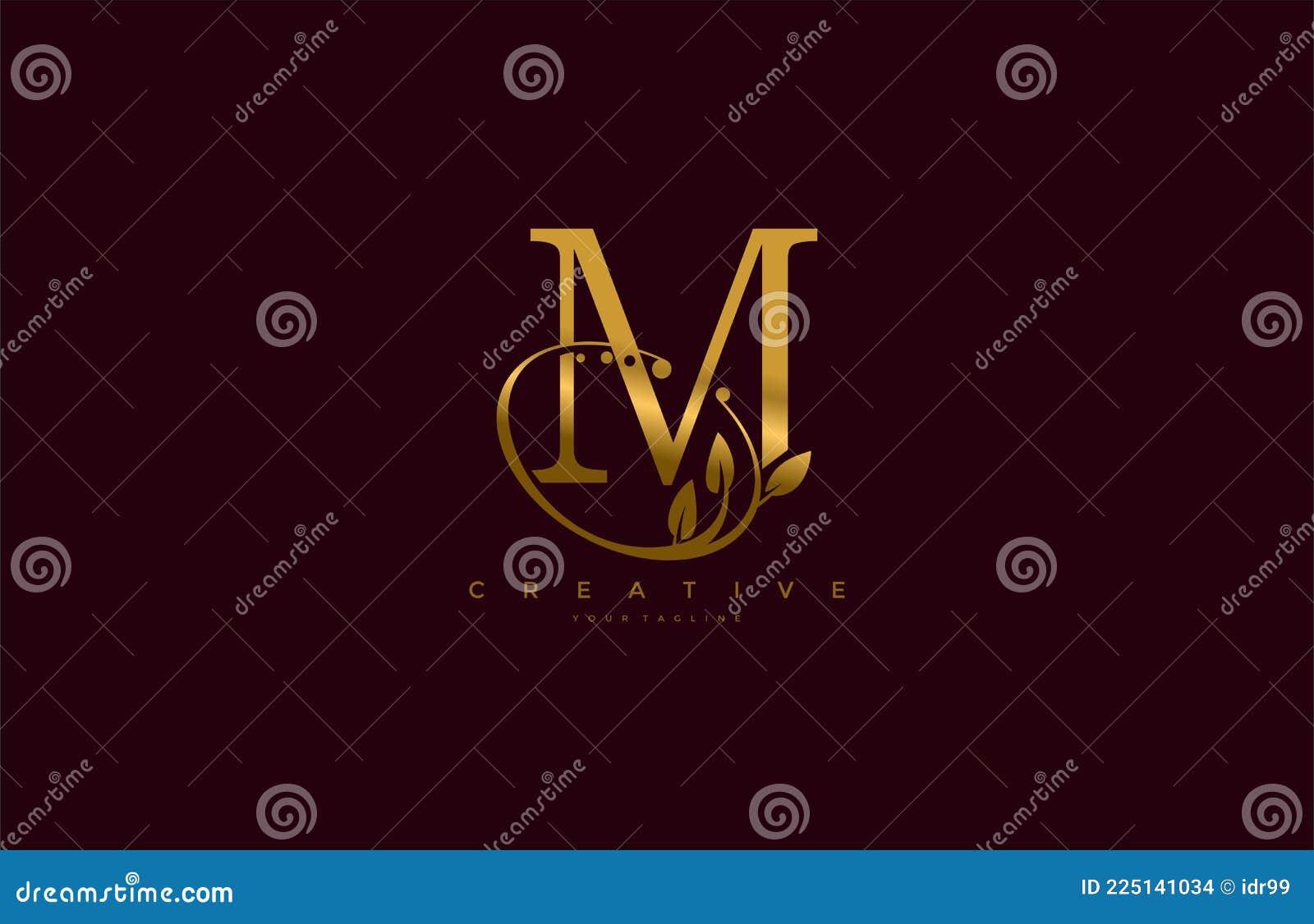 golden beauty flourishes initial typography m logogram
