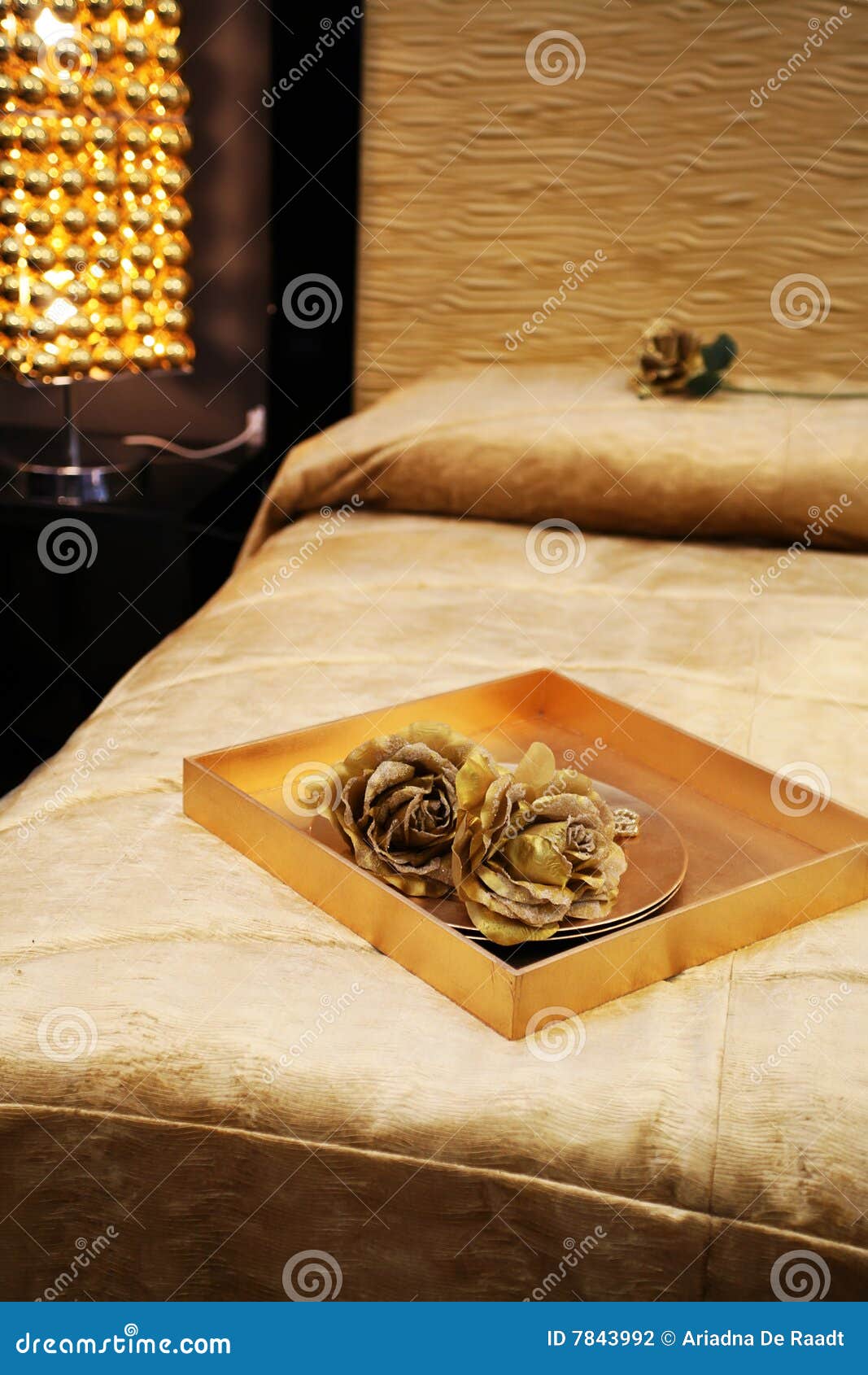 Golden bed decoration stock photo. Image of house, decor 7843992