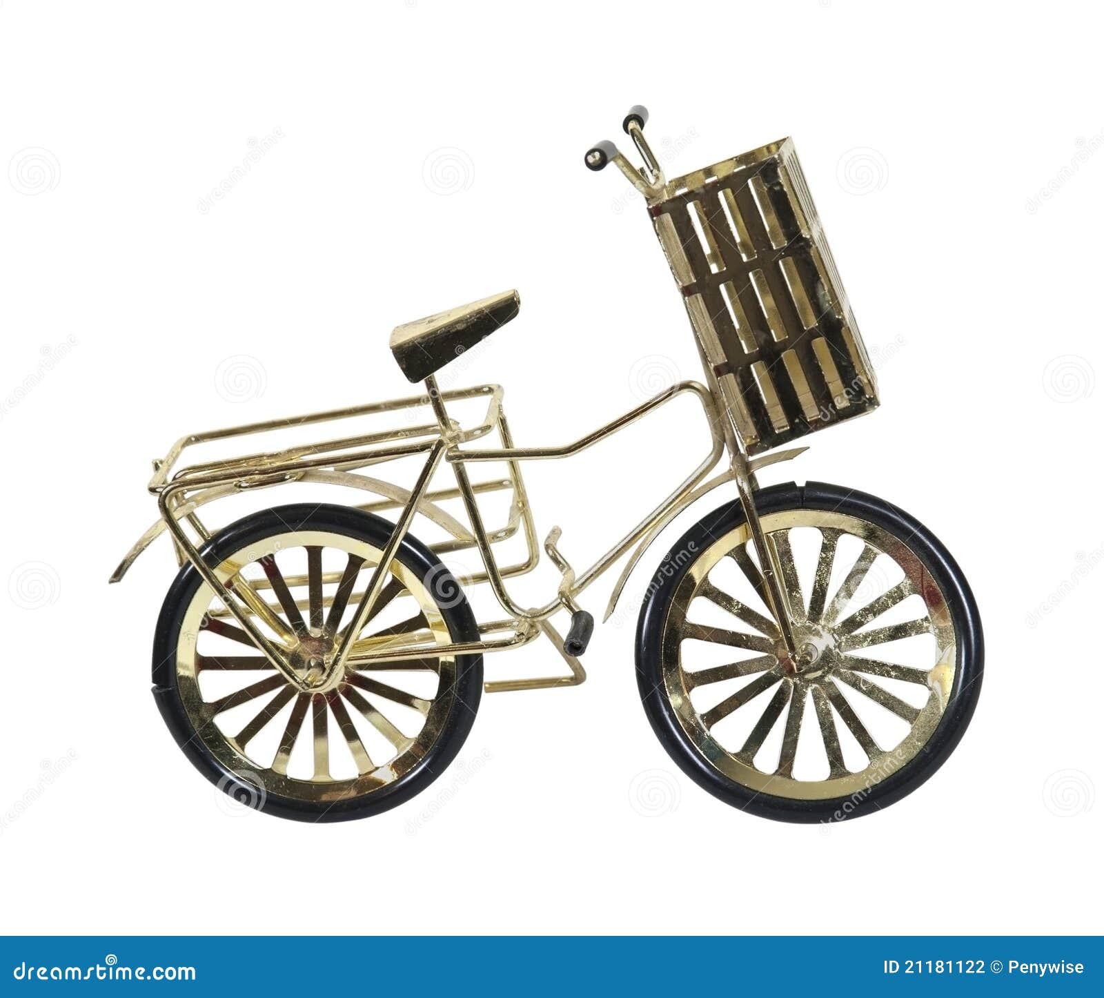 Golden Bicycle with Basket stock photo. Image of exercise 21181122