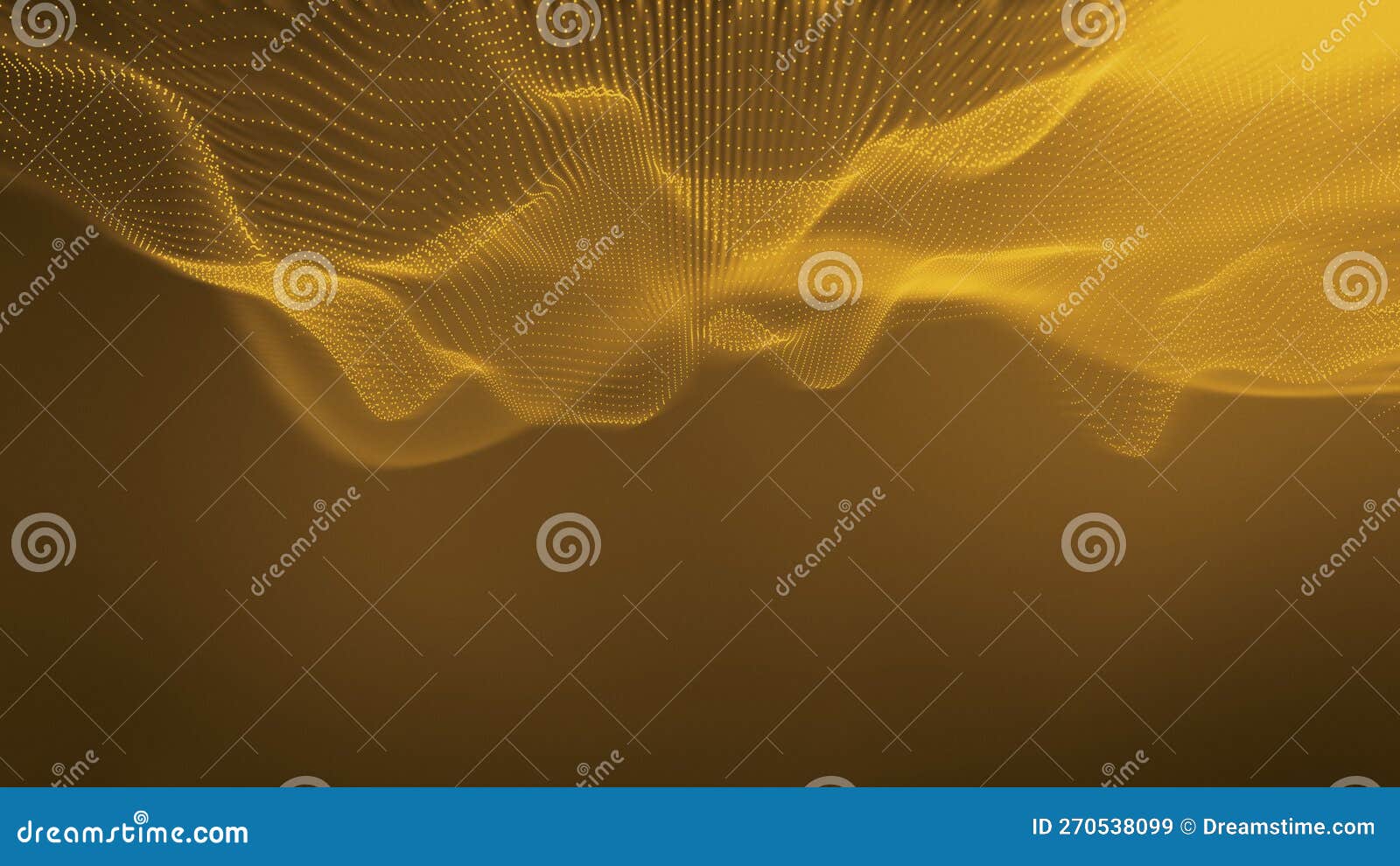 Golden Big Data Surfing the Metaverse. Particles with Gold Led Light on